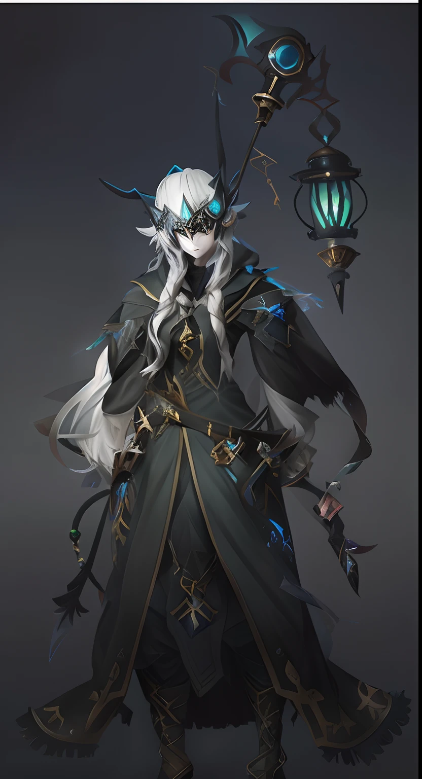 Western magical character with sword and lantern staff, dark witch character, shadowverse character concept, shadowverse style, From Arknights,, epic exquisite character art, trending on artstation pixiv, dark sorceress full view, full portrait of elementalist