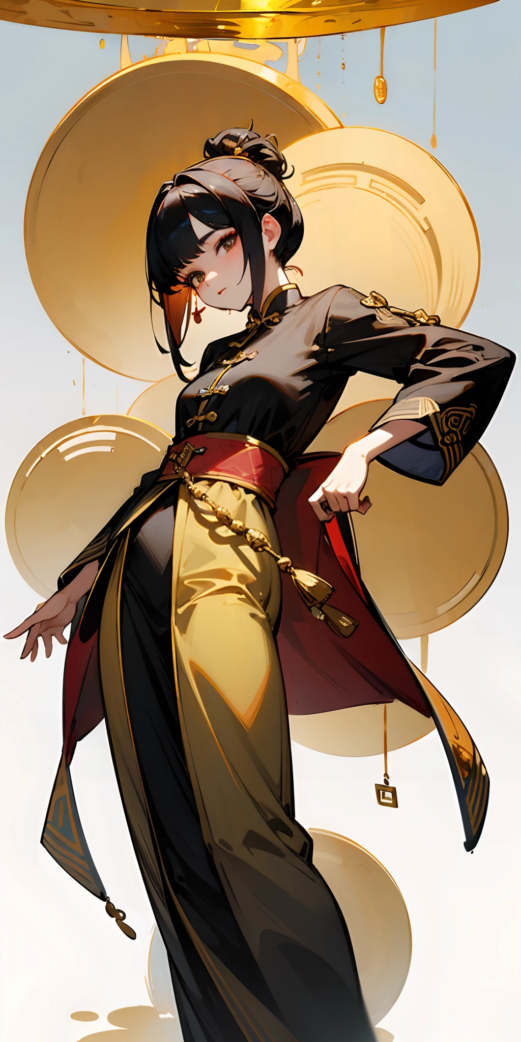 gold coins,Chinese beautiful woman