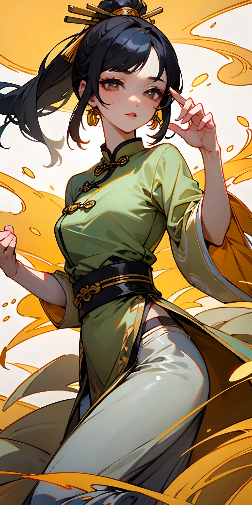 gold coins,Chinese beautiful woman
