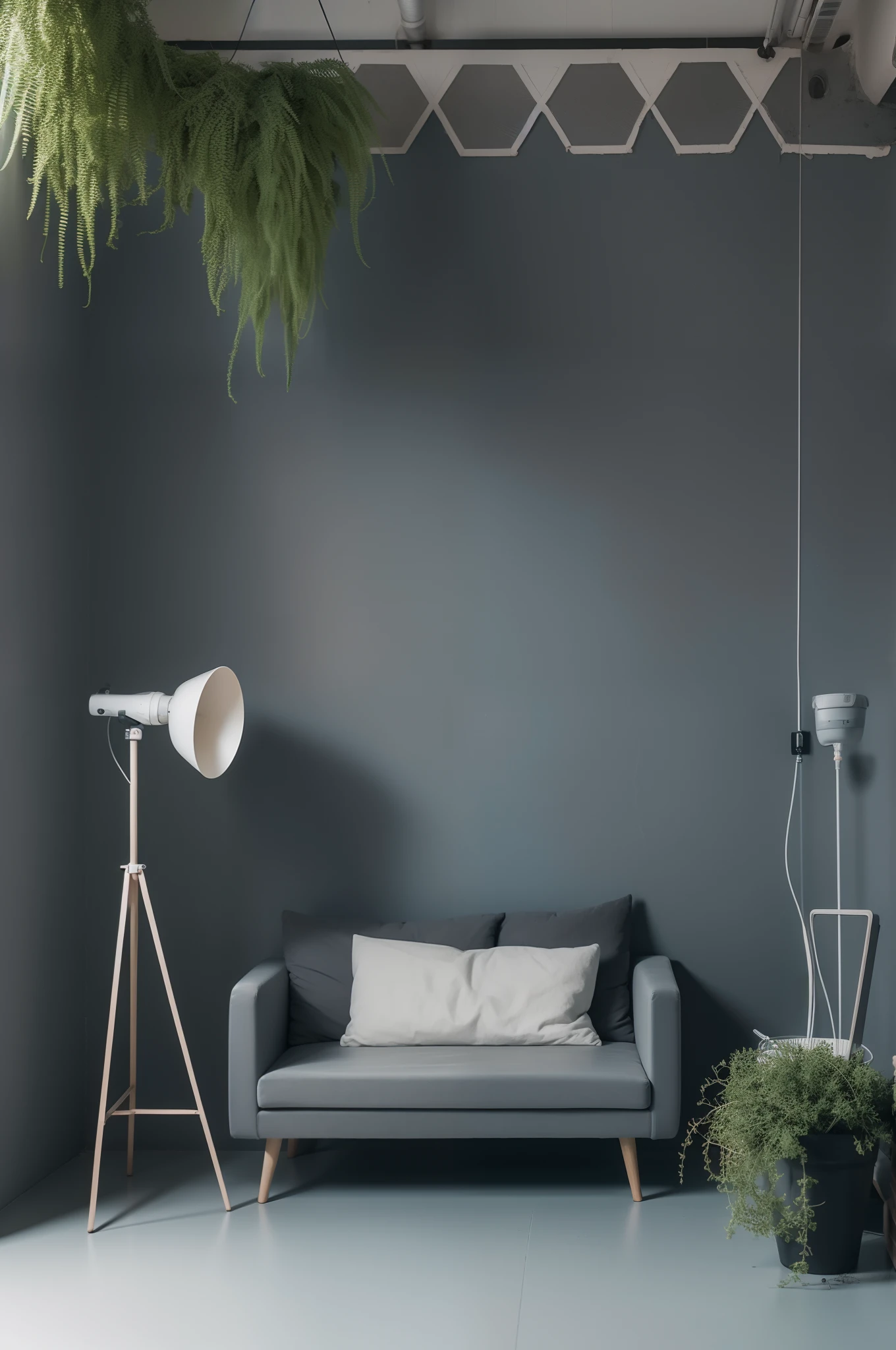 A background for photoshoot, in the photo sudio, blend grey, aesthetical decoration, realistic, 8k