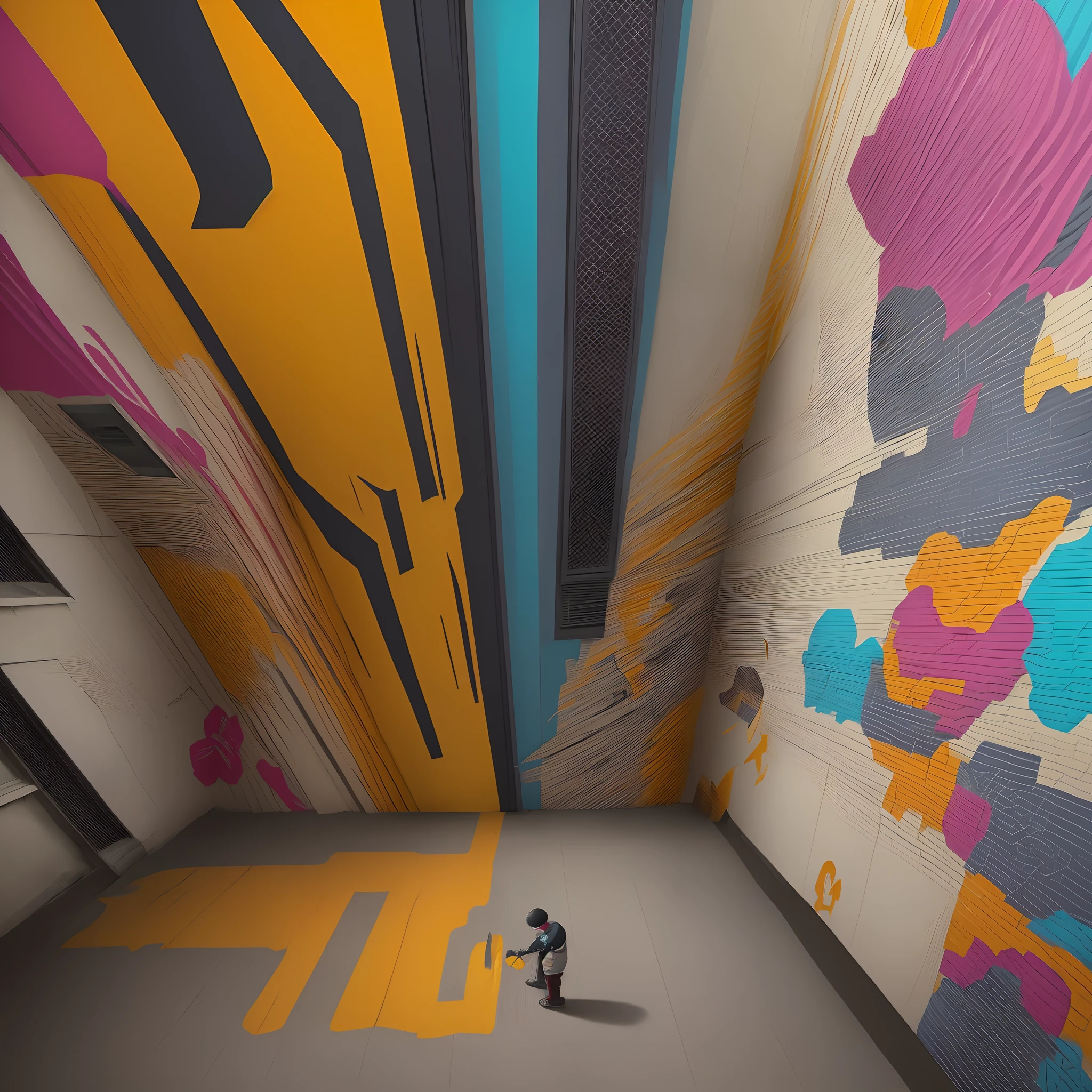 (Melhor qualidade), (obra-prima), (ultra detalhado), (altamente detalhado), (extremamente detalhado), centrado, isometric, mural, grafite, compositing, formas, patterns, print-ready vector art Highly detailed graffiti illustration by Michael Jackson