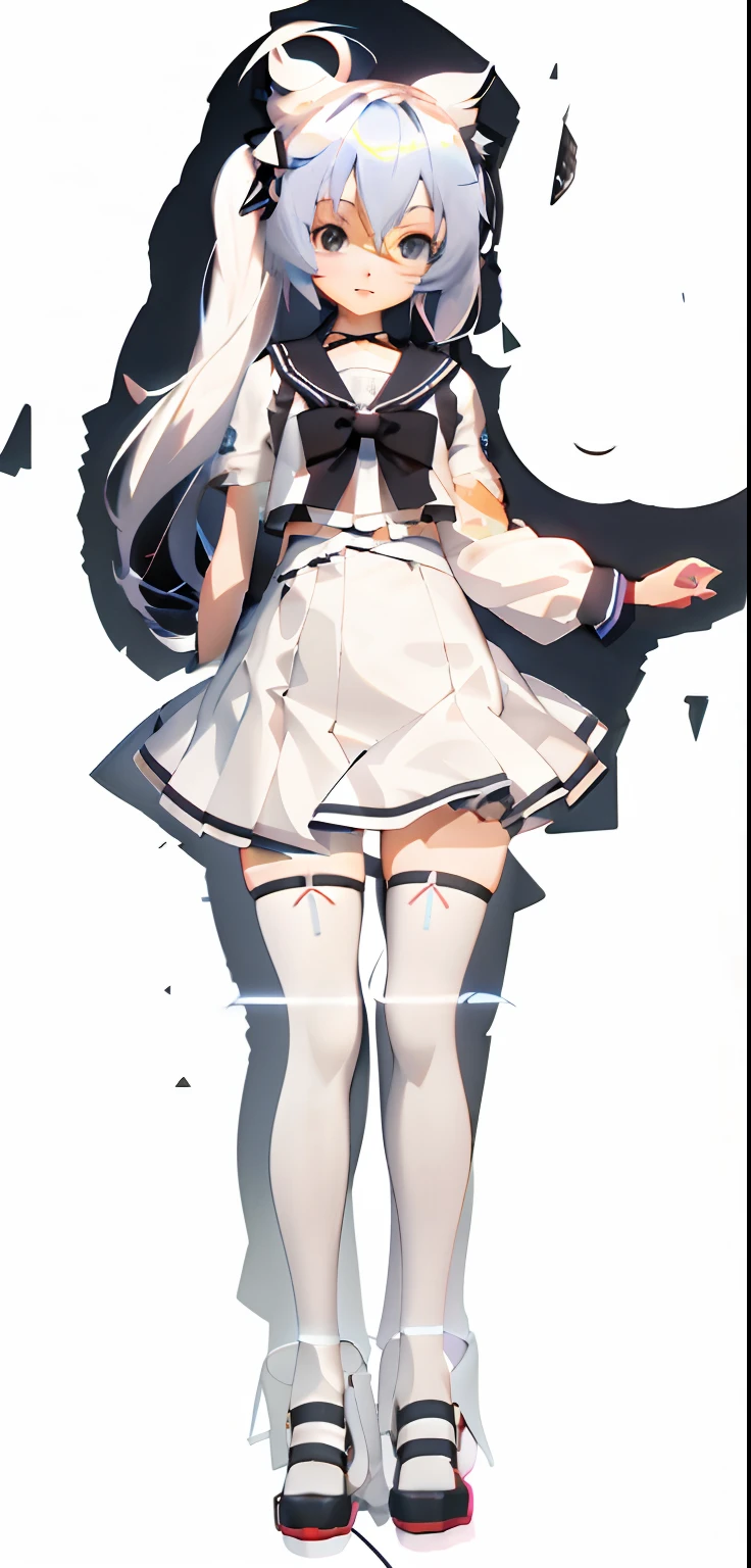 Anime - Stylistic image of a woman in a white dress and cat ears, Smooth anime CG art, Surrealism female students, Surrealism female students, photorealistic anime girl rendering, anime styled 3d, 3d anime girl, render of a cute 3d anime girl, Realistic schoolgirl