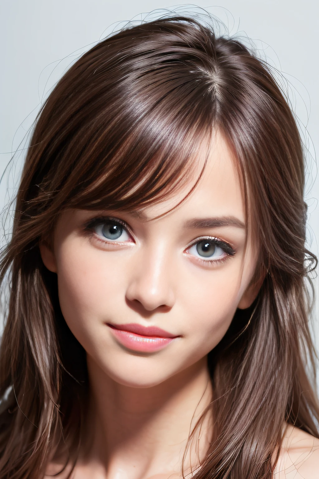 (realistic, photo-realistic:1.37),(8k, RAW photo, best quality, masterpiece:1.2), cute, ultra-detailed,heart-shaped pupils,physically-based rendering, ultra high res, kodakvision color, shot on Arricam LT Camera, bokeh, sharp focus,
looking at viewer,photorealistic,realistic, solo, photorealistic, best quality,extremely detailed face,extremely detailed eyes and face, beautiful detailed eyes,absurdres, incredibly absurdres,haunting smile,Messy hair, floating hair, ,