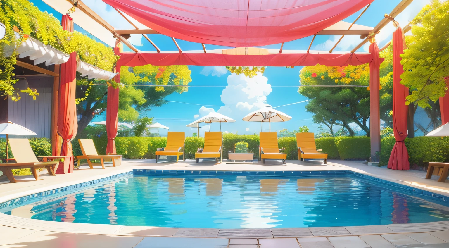 Vibrant and inviting key visual embodying the essence of a joyful summer getaway at a hotel.