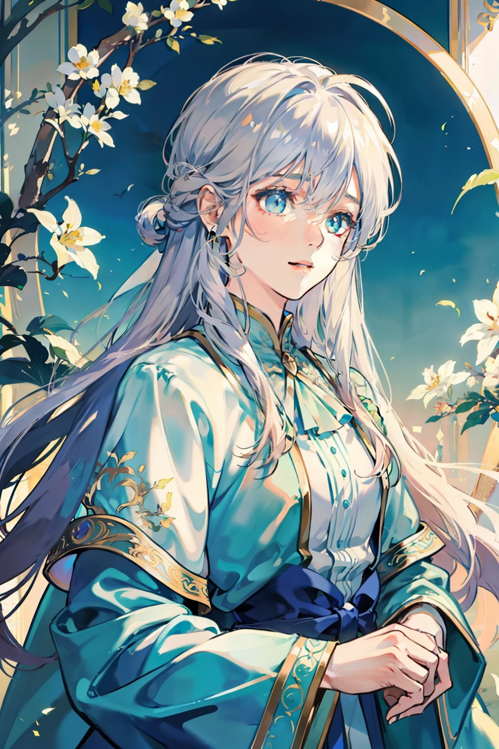 Highest image quality!Watercolor beauty,Beautiful eyes and delicate facial features,long and flowing hair,Antique illustration,Soft light,National Style Fairy,Handsome and gentle man,Charming temperament,Stirring!