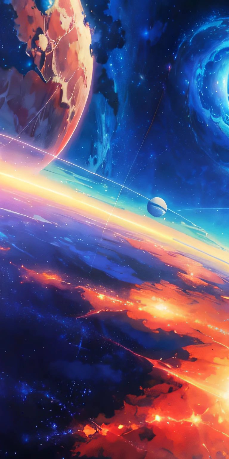 Animated scene of a planet with stars in the sky, cosmic sky. by makoto shinkai, endless cosmos in the background, Beautiful space, makoto shinkai cyril rolando, a beautiful artwork illustration, 4K highly detailed digital art, heaven planet in background, anime art wallpaper 4k, anime art wallpaper 4k, amazing wallpapers, Fantasy space
