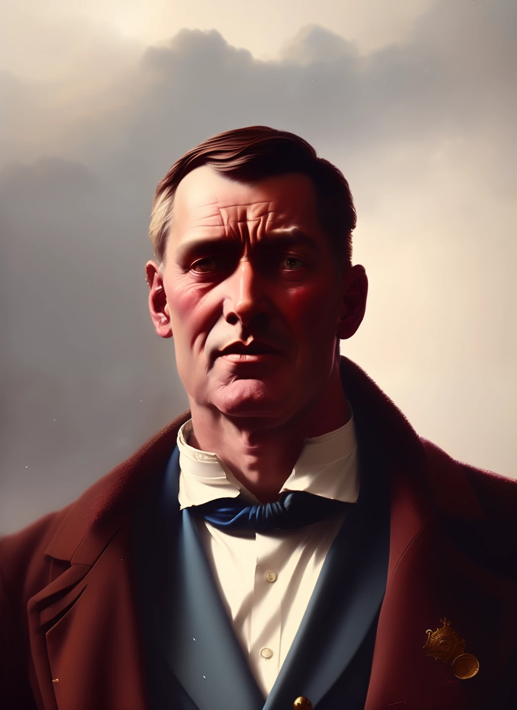 Portrait of a man as victorian aristocrat, detailed face, 19th century, highly detailed, cinematic lighting, digital art painting by greg rutkowski, blank eyes