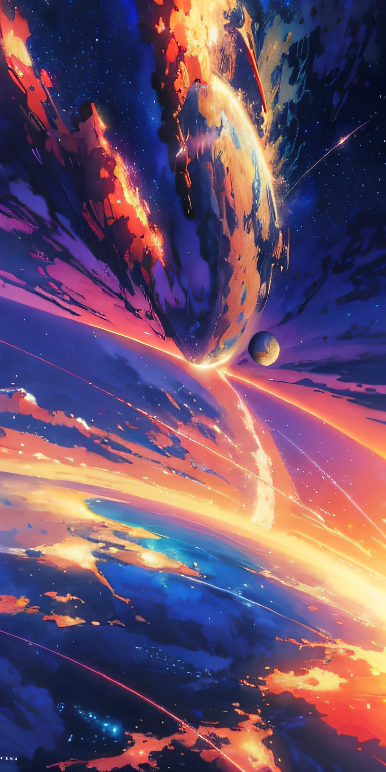 Animated scene of a planet with stars in the sky, cosmic sky. by makoto shinkai, endless cosmos in the background, Beautiful space, makoto shinkai cyril rolando, a beautiful artwork illustration, 4K highly detailed digital art, heaven planet in background, anime art wallpaper 4k, anime art wallpaper 4k, amazing wallpapers, Fantasy space