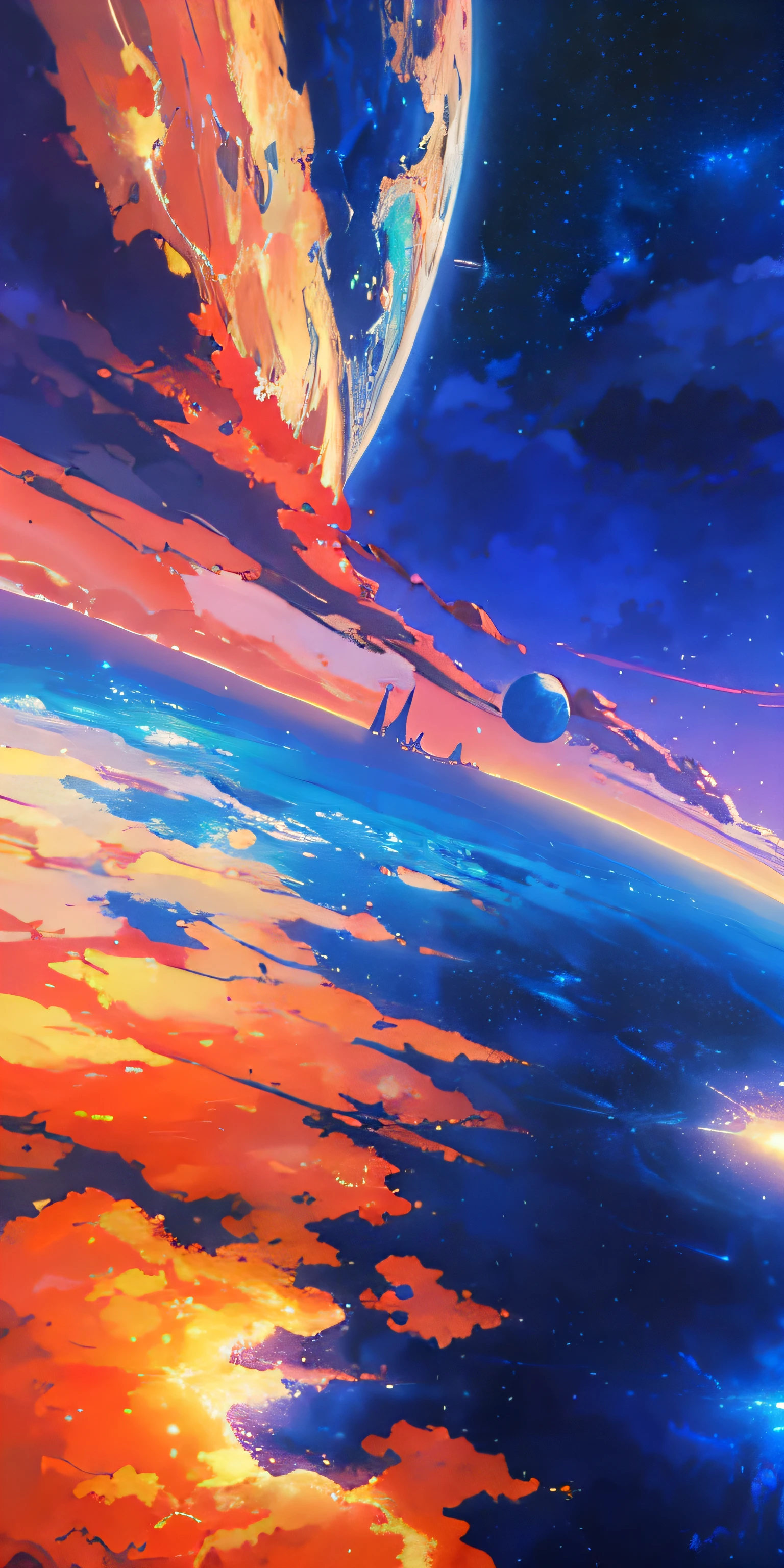 Animated scene of a planet with stars in the sky, cosmic sky. by makoto shinkai, endless cosmos in the background, Beautiful space, makoto shinkai cyril rolando, a beautiful artwork illustration, 4K highly detailed digital art, heaven planet in background, anime art wallpaper 4k, anime art wallpaper 4k, amazing wallpapers, Fantasy space