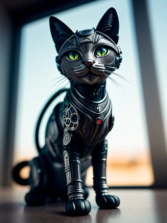 cute kitty made of metal, (cyborg:1.1), ([tail | detailed wire] :1.3), (intricate detail), HDR, (intricate detail, hyper-detailed:1.2), cinematic shot, vignette, centered