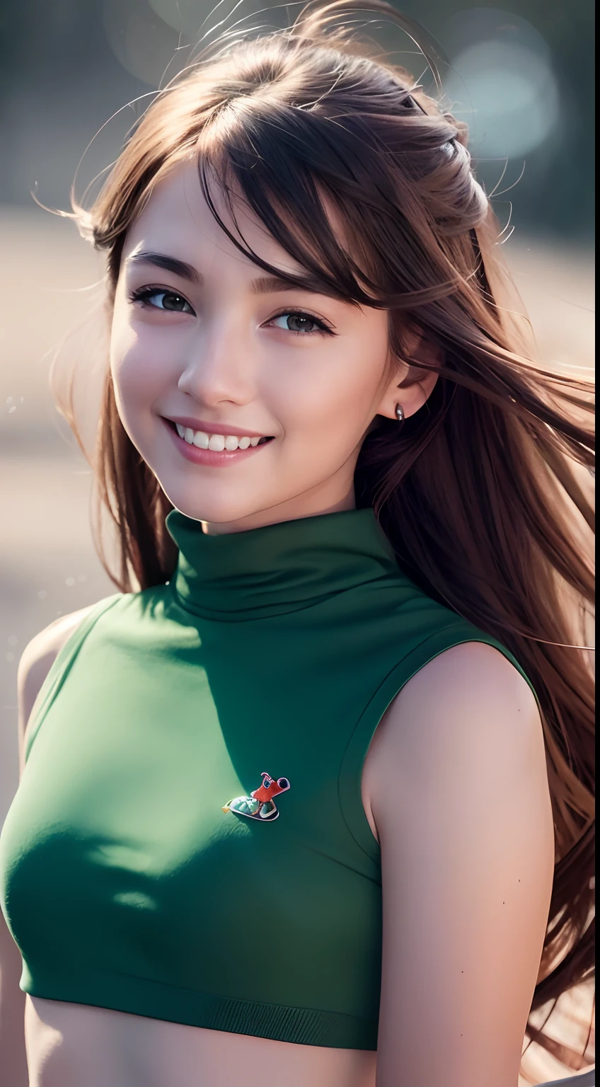 (8K, Best Quality, Masterpiece: 1.2), (Realistic, Photorealistic: 1.37), Super Detail, 1 Girl, Pretty, Solo, (Red Nose), (Smile: 1.15), (Mouth Closed) ) small breasts, beautiful eyes, (long hair: 1.2), floating hair Novafrog style, upper body