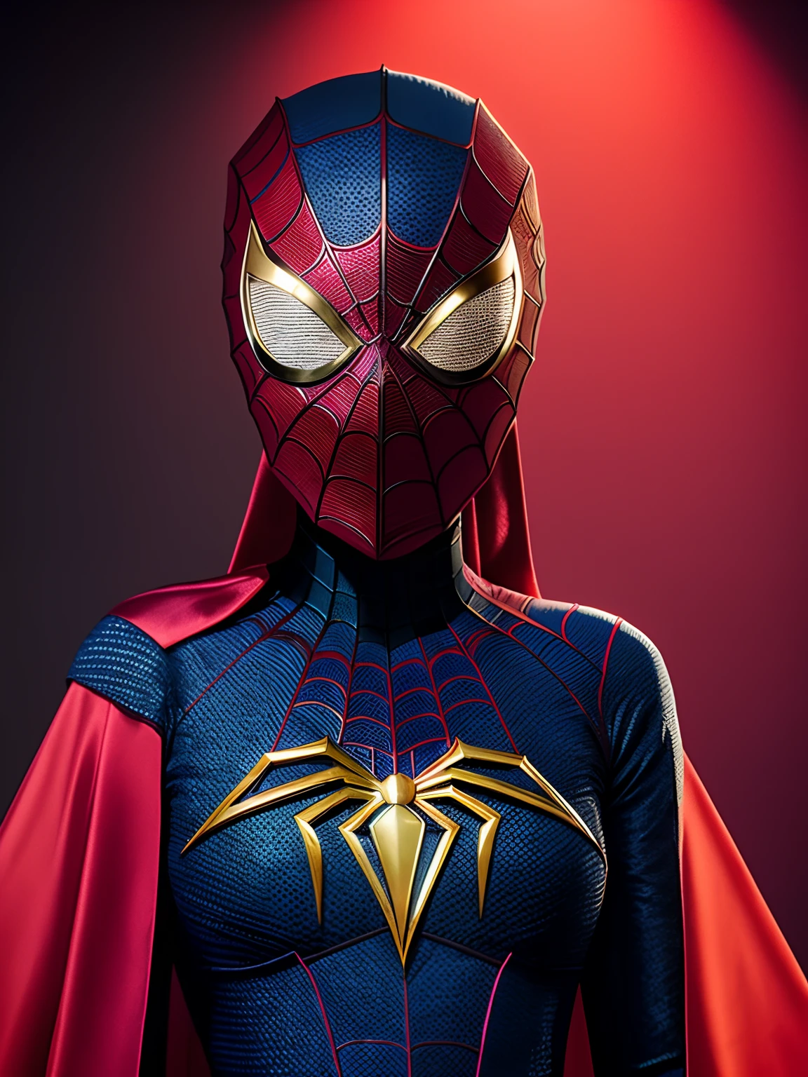 fechar-se, era vitoriana, Spiderman mask, cinematografia, handmade, elegante, meticuloso, magnifica, maximum details, extremely hyperaesthetic, intricadamente detalhado, muito ouro, diamante, Ruby and pearls, cinematic light and black background