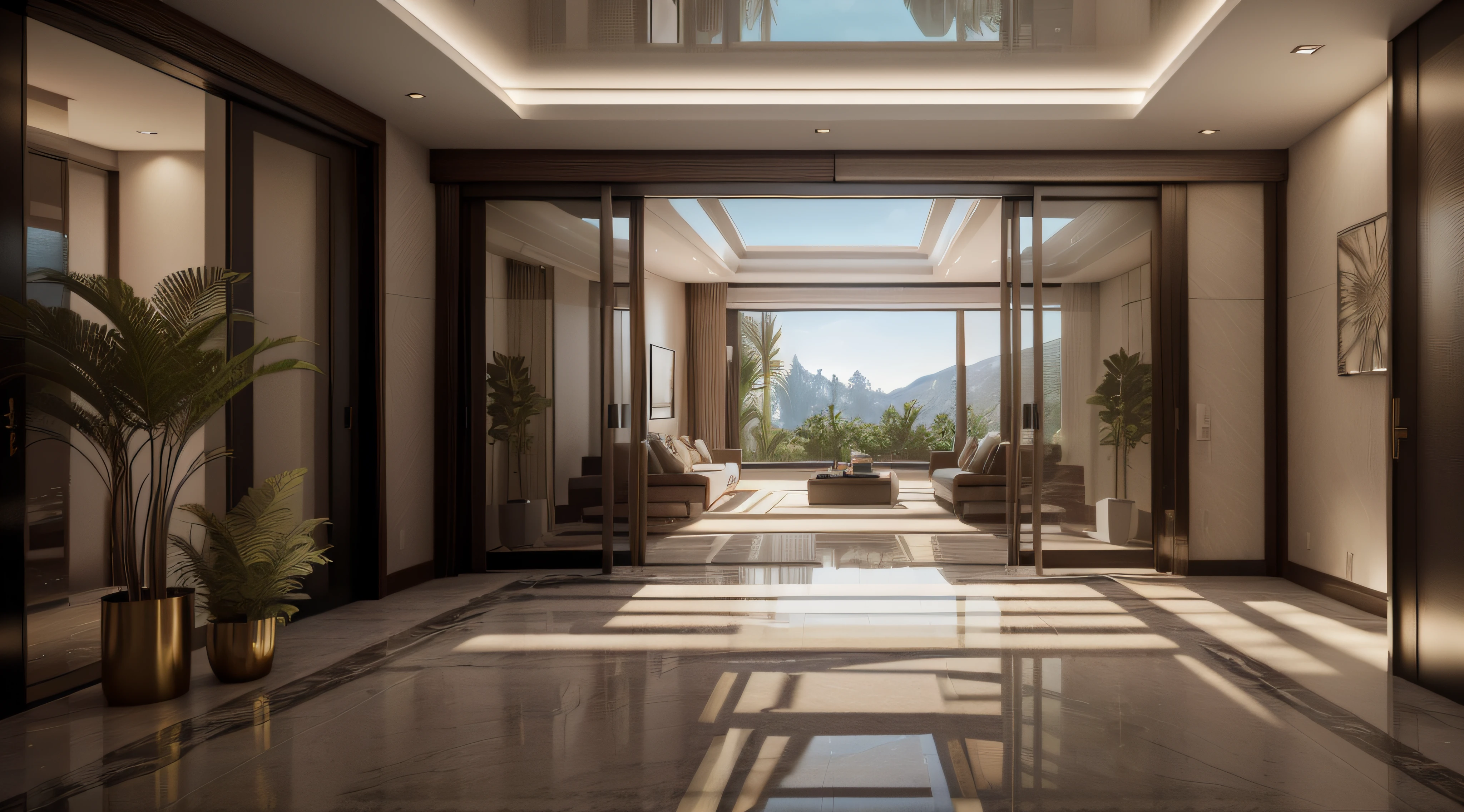 Living room with large glass doors, rendered in corona, luxcore render, lumion render, luxury hd render, enscape render, Rendered in Lumion Pro, ceiling to floor windows, rendered in enscape, render in unreal engine 5, low angle dimetric rendering, Rendered in Lumion, high quality rendering