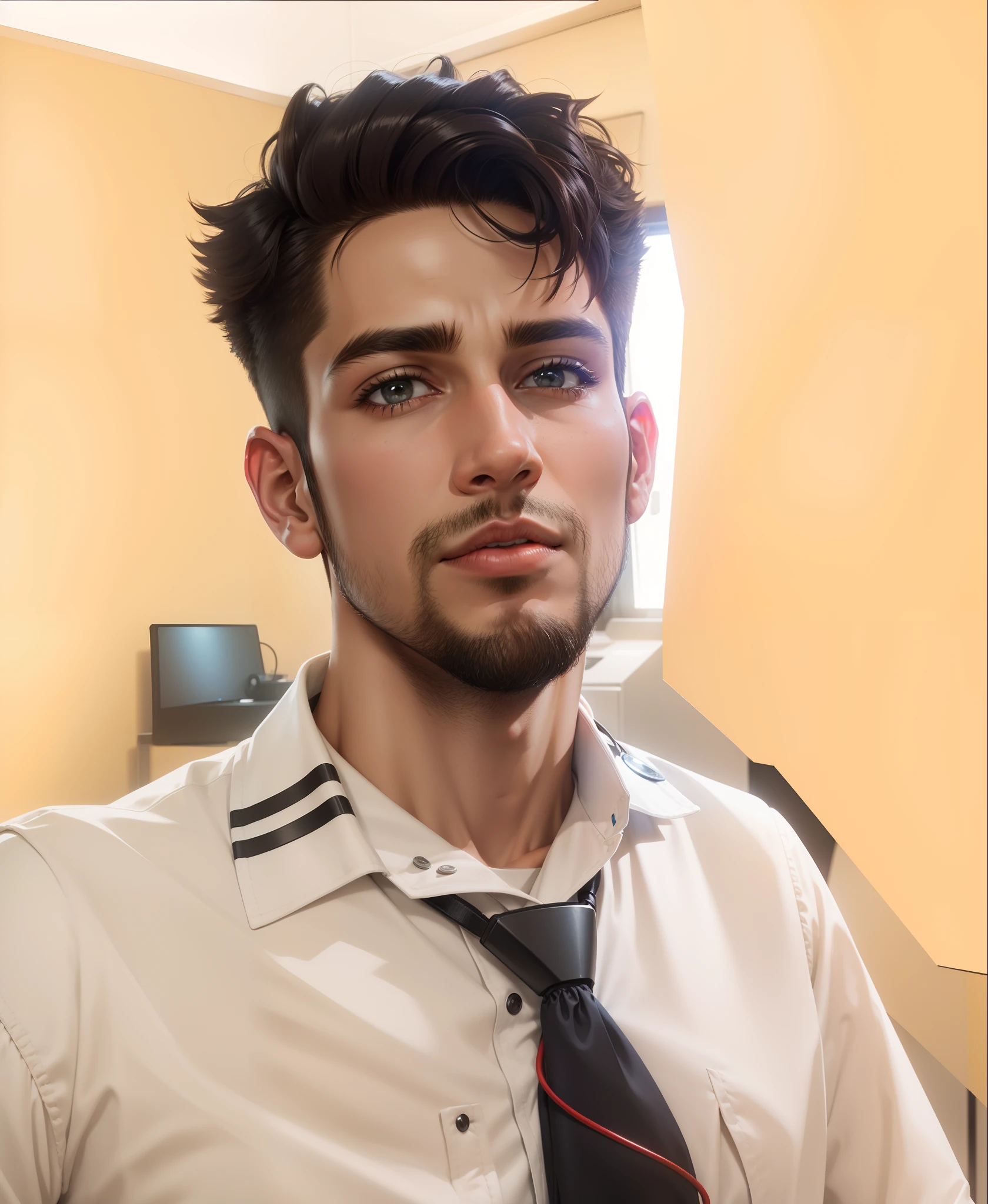 Sci-fi background, handsome boy, HDR