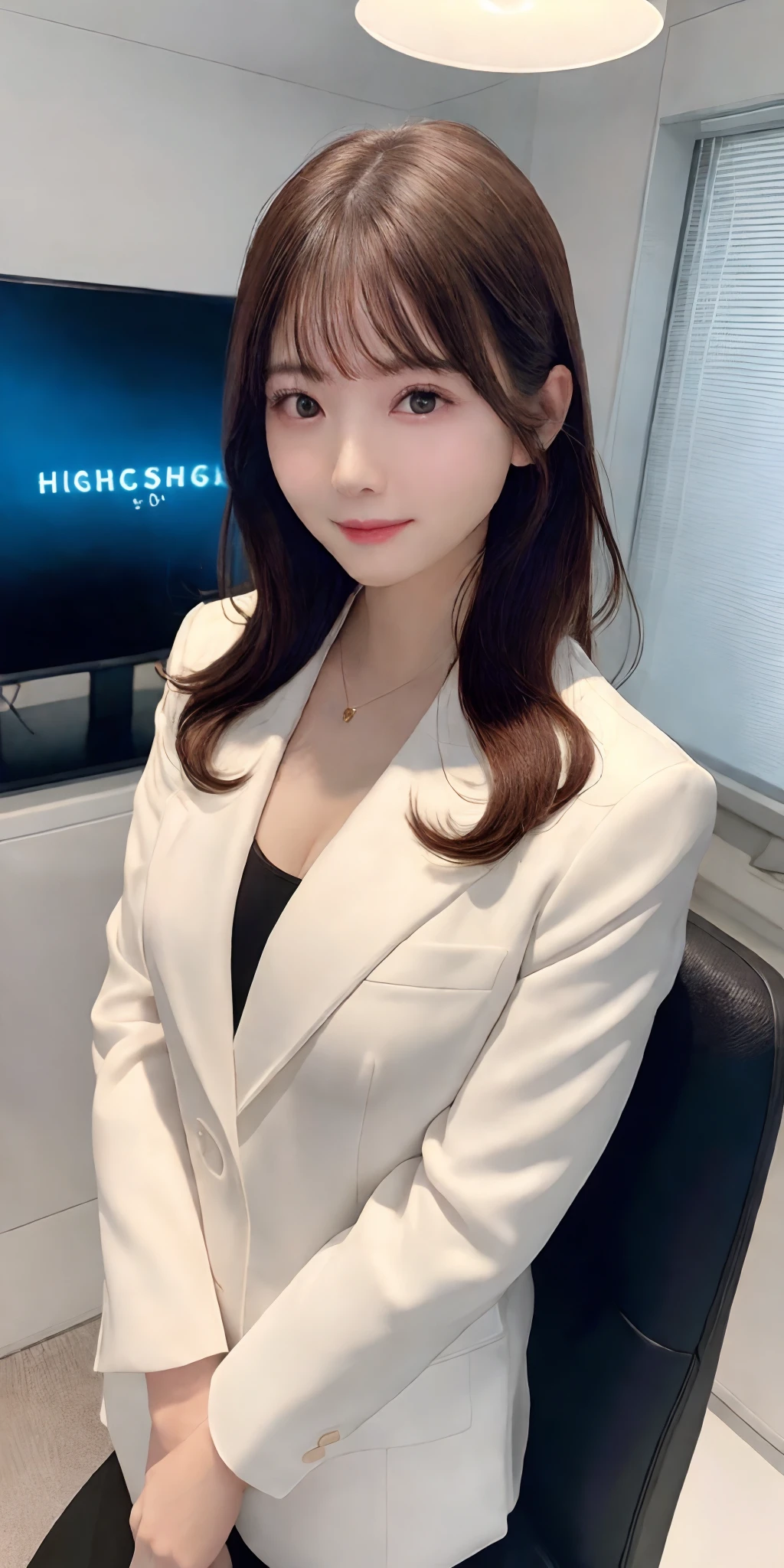 high-level image quality、hightquality、masterpiece、Beauty TV anchor、suits、TV Studio、News Coverage