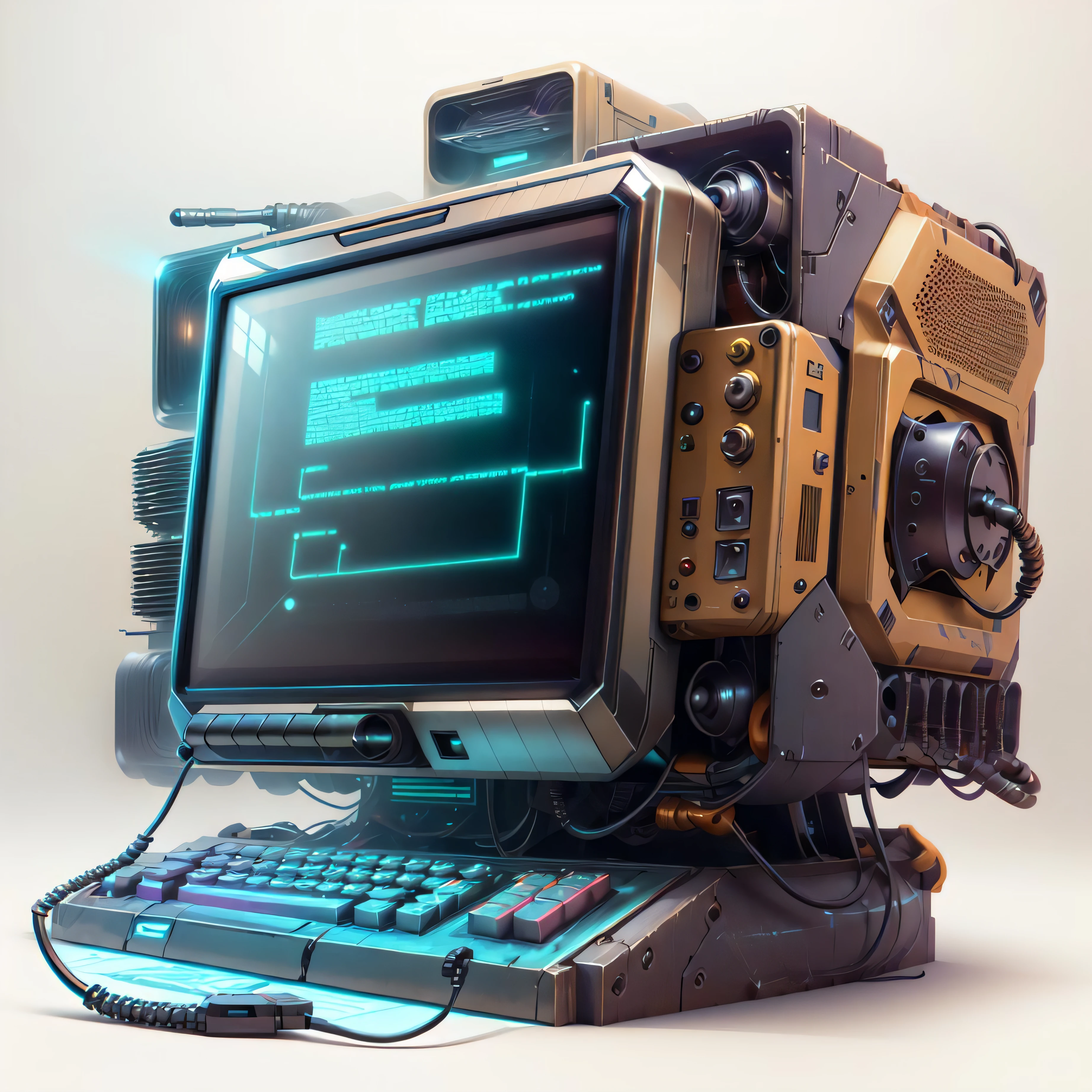 concept art RetroFuturismAI computer wall