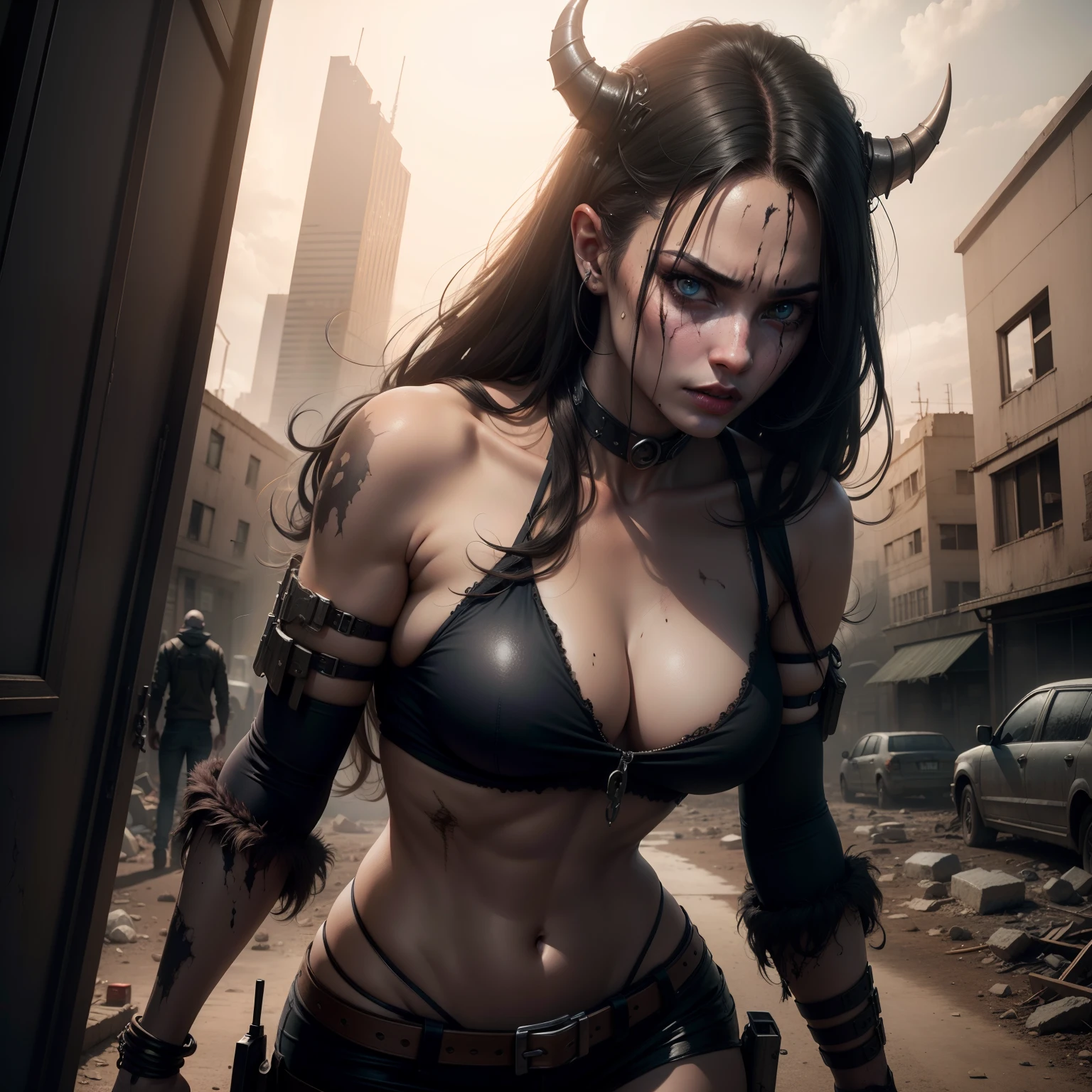Realistic post apocalypse demon woman