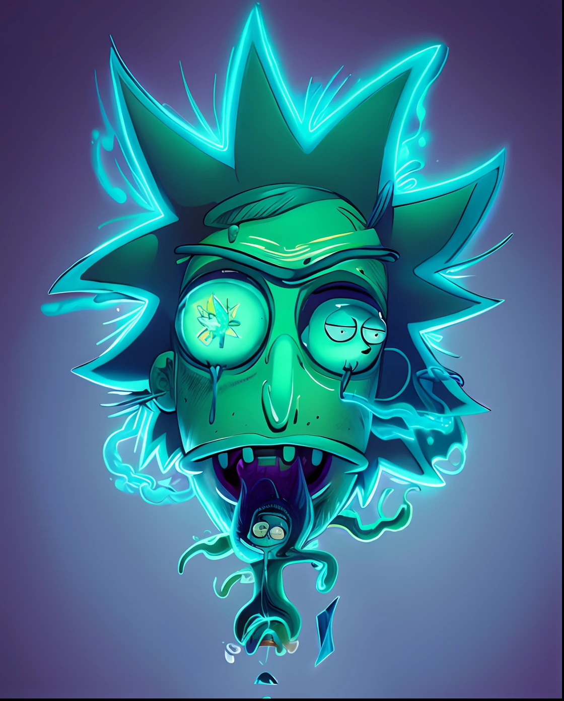 a drawing of a cartoon character with a weird face, style of rick & morty, rick sanchez, rick and morty style, portrait art of rick sanchez, rick from rick and morty, portrait of rick sanchez, rick sanchez in real life, from rick and morty, lsd tattoo design, in rick and morty art style, pickle rick, inspired by Rick Griffin, monochrome artwork!!
