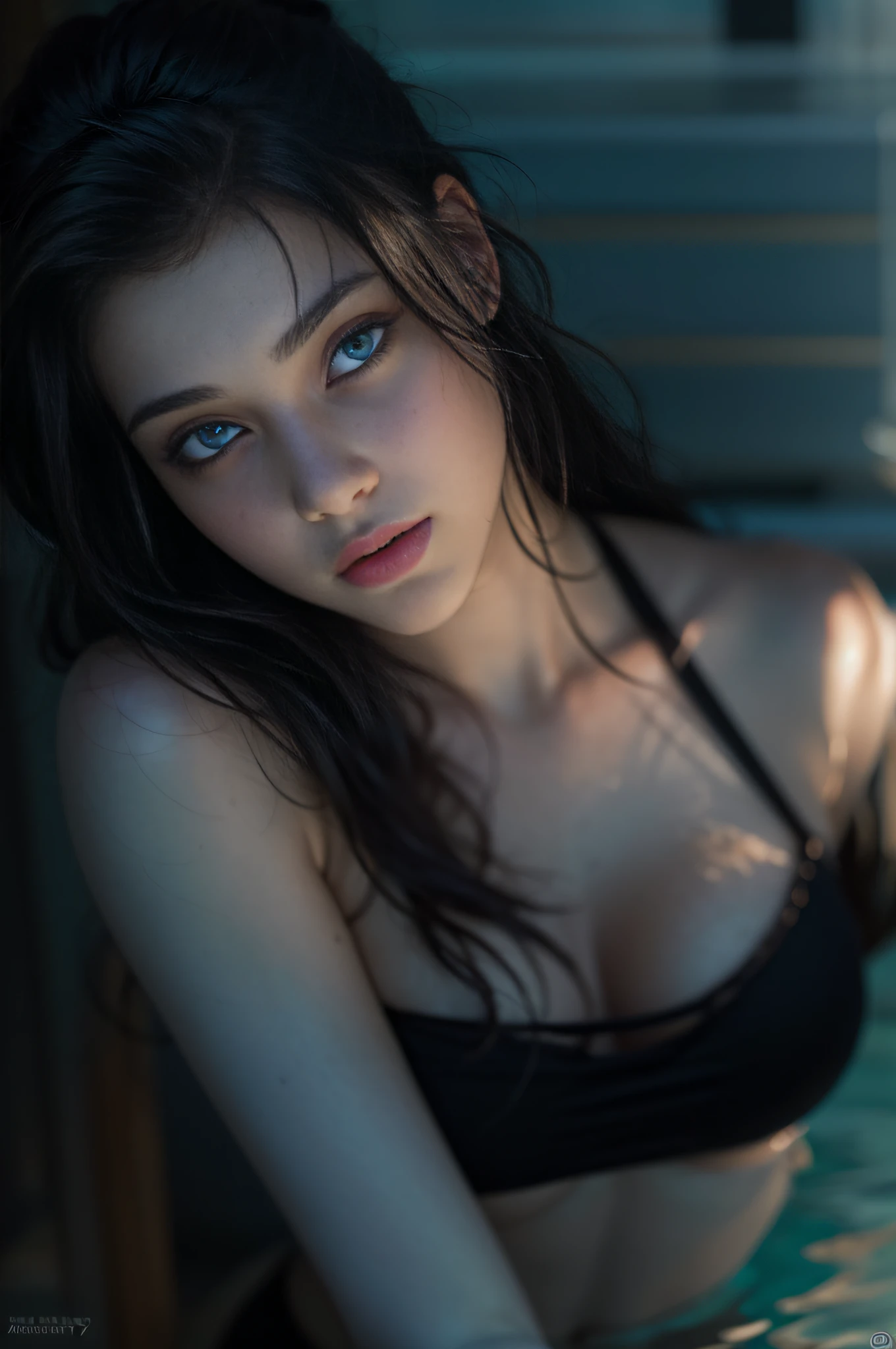 (dark shot:1.1), epic realistic, RAW, analog, A full portrait of  girl wearing black bikini, alluring expression, swimming pool, wet long hair, natural look, no make up, pureerosface_v1, ((highly detailed skin, skin details)), sharp focus, volumetric fog, 8k UHD, DSLR, high quality, film grain, Fujifilm XT3, art by greg rutkowski and artgerm, soft cinematic light, adobe lightroom, photolab, hdr, intricate, highly detailed, (depth of field:1.4), faded, (neutral colors:1.2), (hdr:1.4), (muted colors:1.2), hyperdetailed, (artstation:1.4), cinematic, warm lights, dramatic light, (intricate details:1.1), complex background, (rutkowski:0.66), (teal and orange:0.4), (natural skin texture, hyperrealism, soft light, sharp), 18 yo, "allexandra daddario" ass, blue eyes, perfect body, bend over,