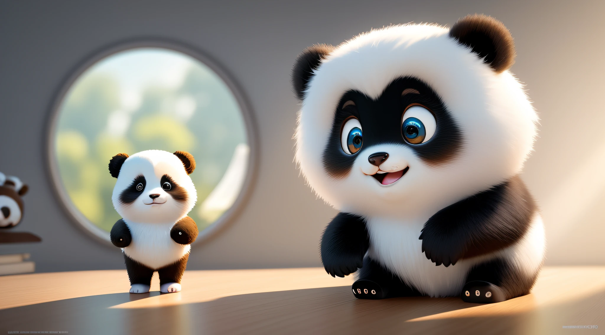 (masterpiece), (best quality), (ultra-detailed), (full body:1.2), Super cute, Baby, Pixar, Baby panda in pajamas, Big bright eyes, Fluffy, Smile, Delicate and fine, Fairy tales, Incredibly high detailed, Pixar style, Bright color palette, Natural light, Simple background with pure color, Octane render, Trending on Artstation, Gorgeous, Ultra wide angle, 8k, HD, Realistic
