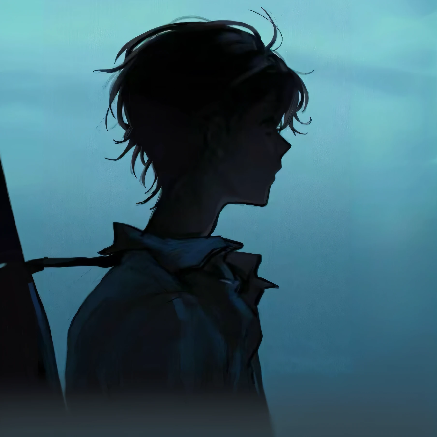 Anime girl looking out to sea with tie and jacket, Makoto Shinkai Cyril Rolando, concept art of single boy, makoto shinkai art style, Shinkai Makoto style, Guviz-style artwork, Makoto Shinkai. a digital rendering, Makoto Shinkai's style, sergey kolesov