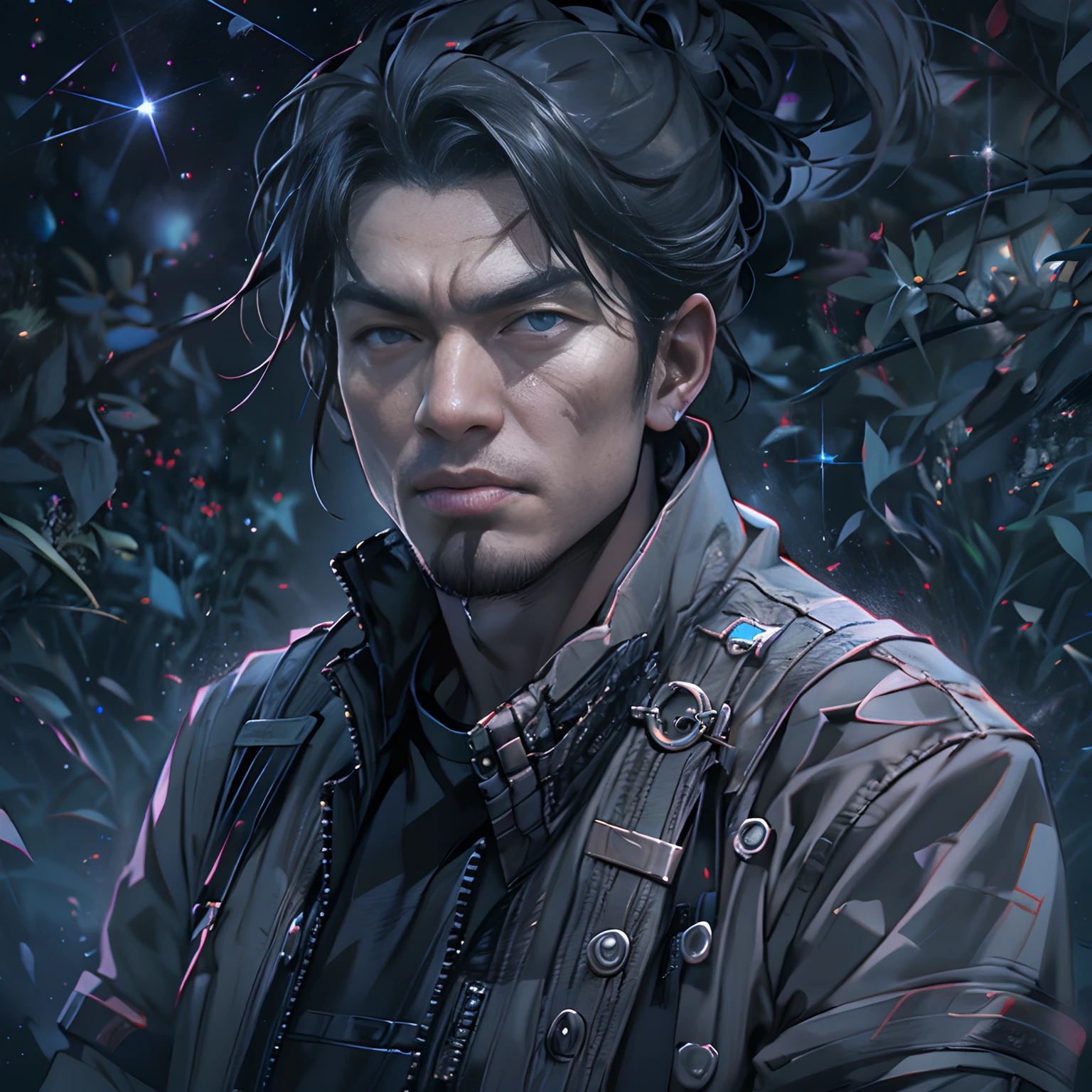 A cold-looking man biting his lip, staring at me with a firm and threatening gaze, ,in the style of the stars art group xing xing, 32k, best quality, masterpiece, super detail, high details ,