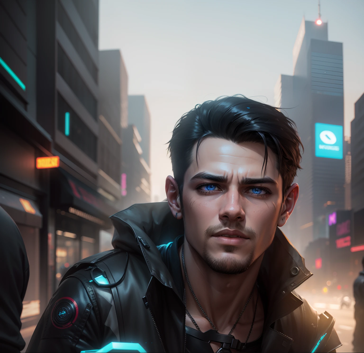 Change background cyberpunk handsome boy.realistic face.8k, ultra realistic.