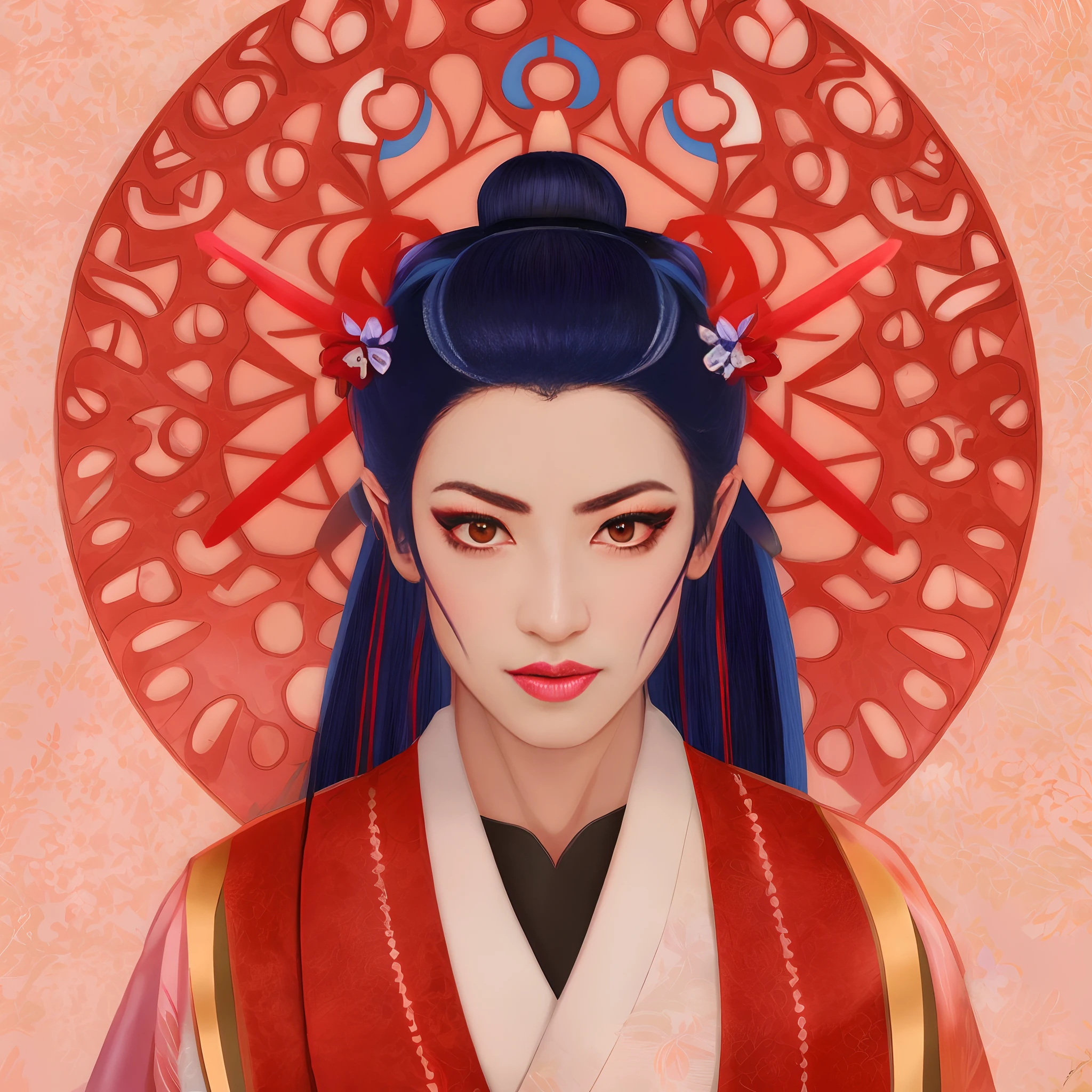 imagem arafed de uma mulher com um guarda-chuva vermelho e um vestido preto, Retrato de uma gueixa bonita, Retrato da gueixa, gueixa cyberpunk, Retrato de uma gueixa, Gueixa da beleza, gueixa, in illustration style digital, O olhar penetrante de Yuki Onna, Retrato de Mulan, Deusa japonesa, Retrato de Onmyoji, Imperatriz chinesa.
