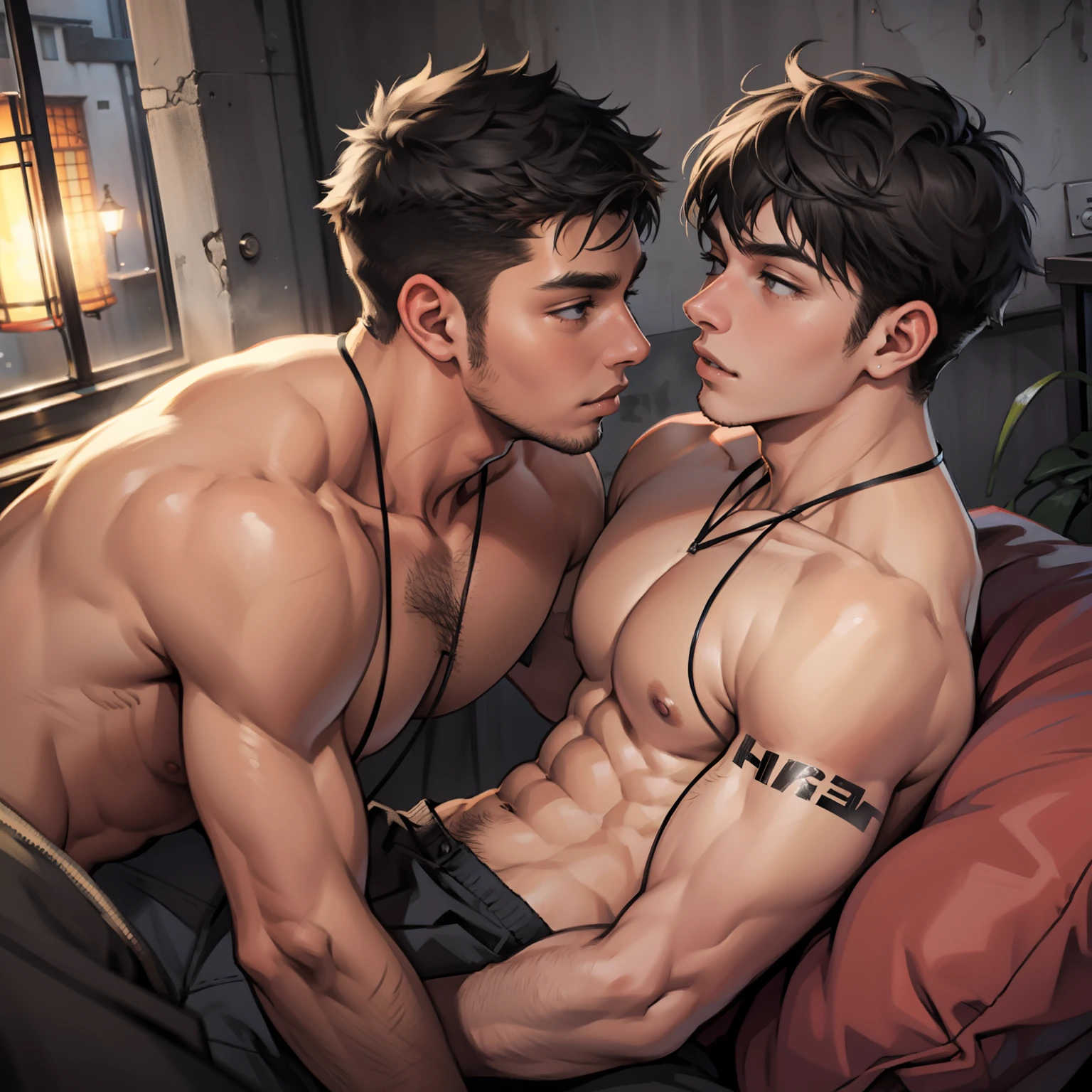 Two boys kissing，hostel，Raised sexy