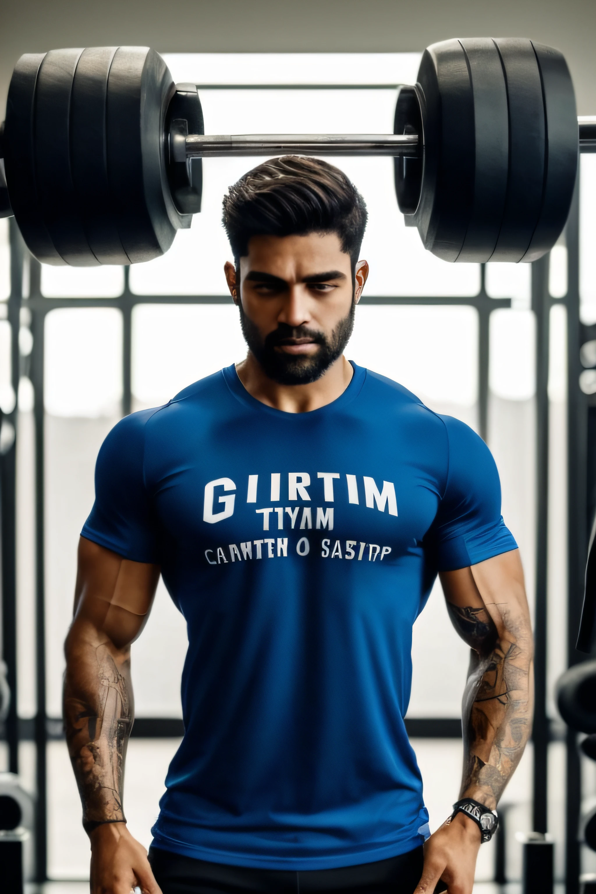 crie uma estampa de camiseta com o tema gym