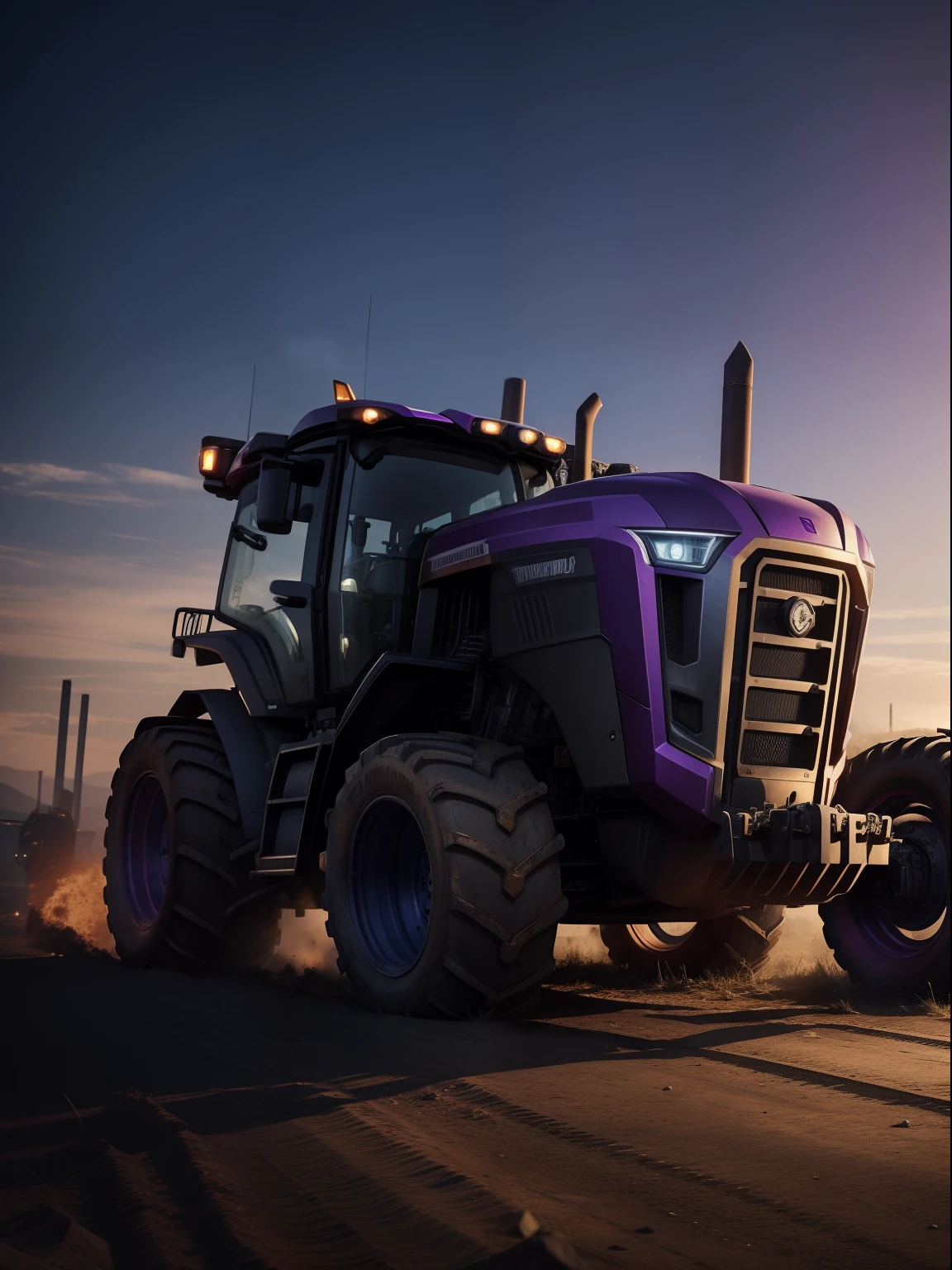 A Dramatic tractors as a thanos, cinematic as computers, extreem realistic, extreem detailed, extreem Sharp, wide angle shot