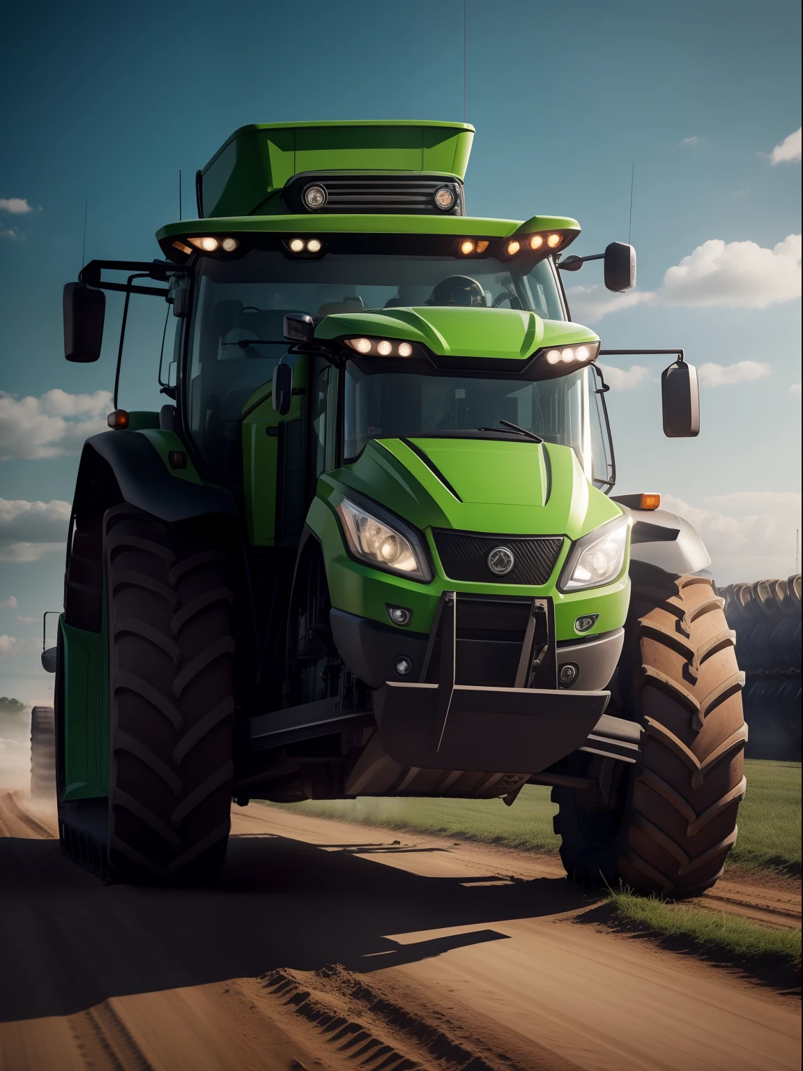 A Dramatic tractors as a hulk, cinematic as computers, extreem realistic, extreem detailed, extreem Sharp, wide angle shot