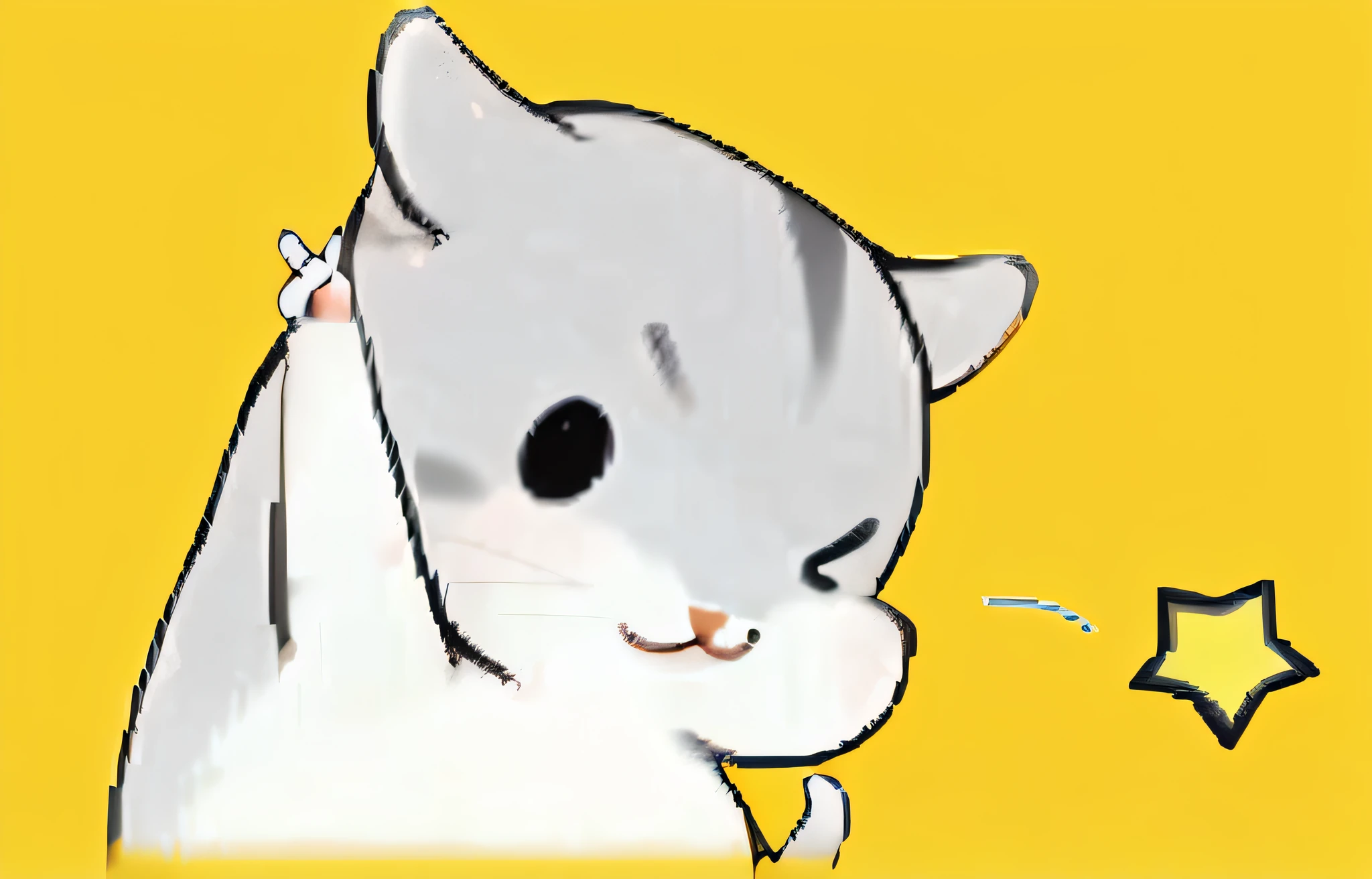 There is a caricature of a cat reading the stars, discord pfp, telegraph stickers, discord profile picture, thicc, xqcow, r/awww, 🐿🍸🍋, fat chibi grey cat, komono, bbwchan, cutecore, Cartoon Cute, Chuan Ai, asriel dreemurr