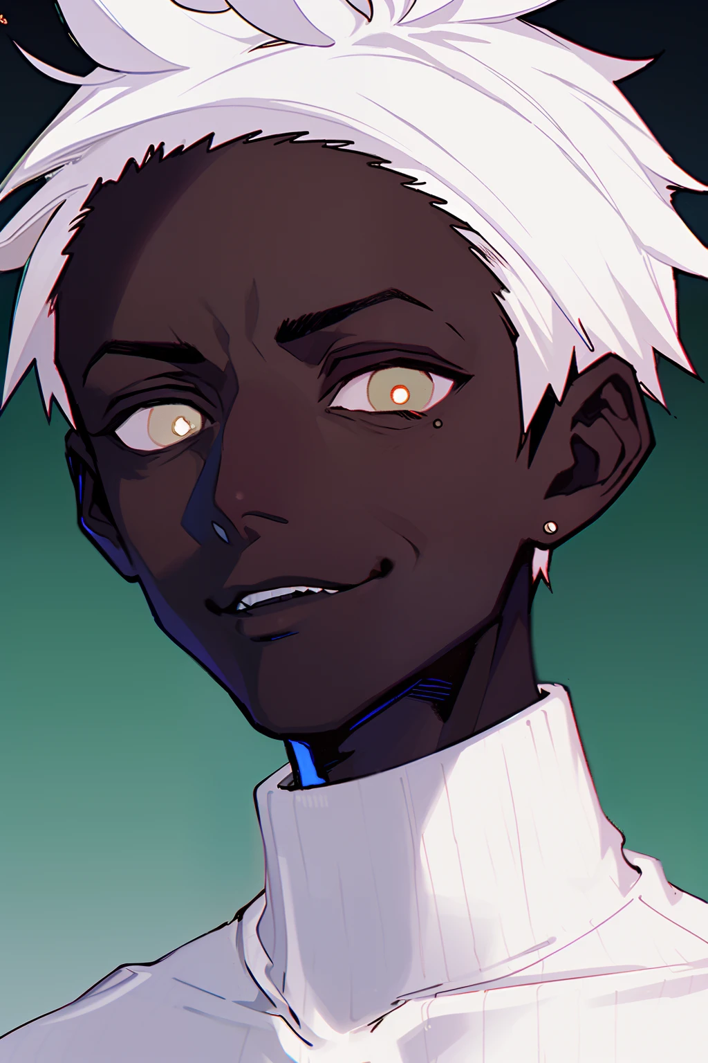 1boy, portrait, short hair, dark-skinned male, dark skin, sweater
