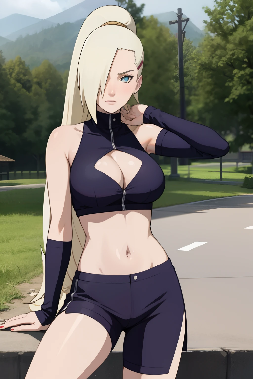 yamanaka ino, solo, navel