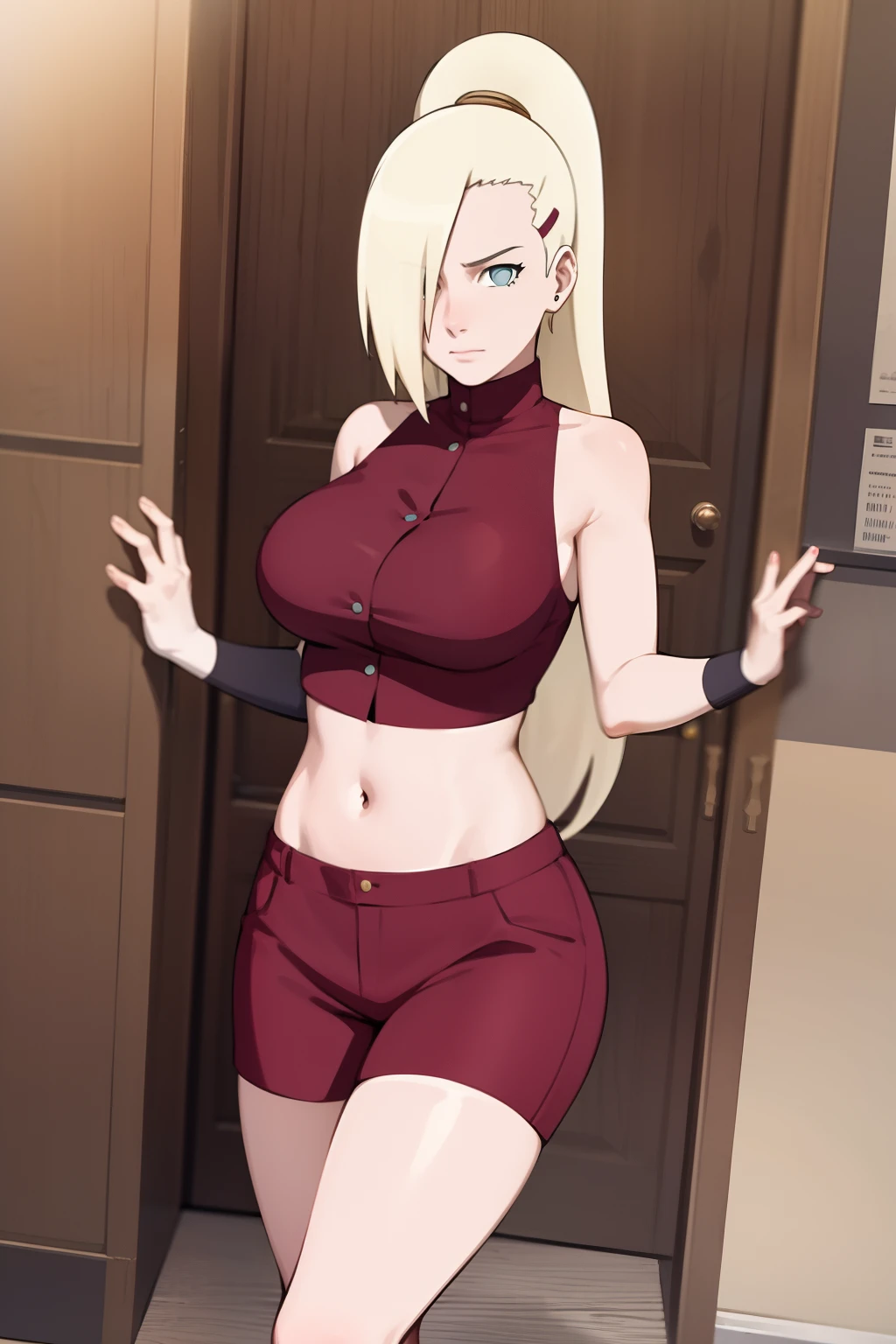 yamanaka ino, solo, navel