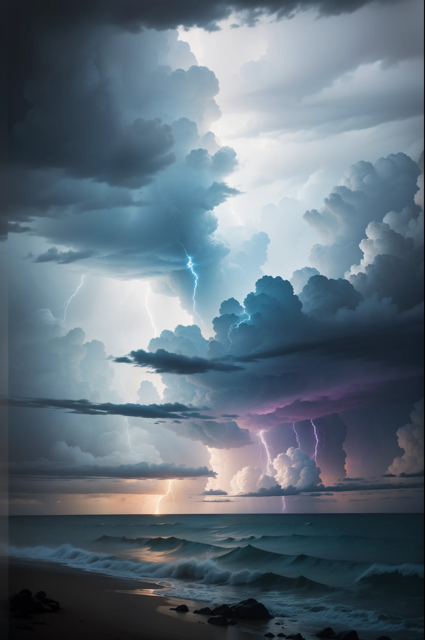 photograph of a strong storm with lightning and dark clouds on the horizon taken from a kodak camera in 4k