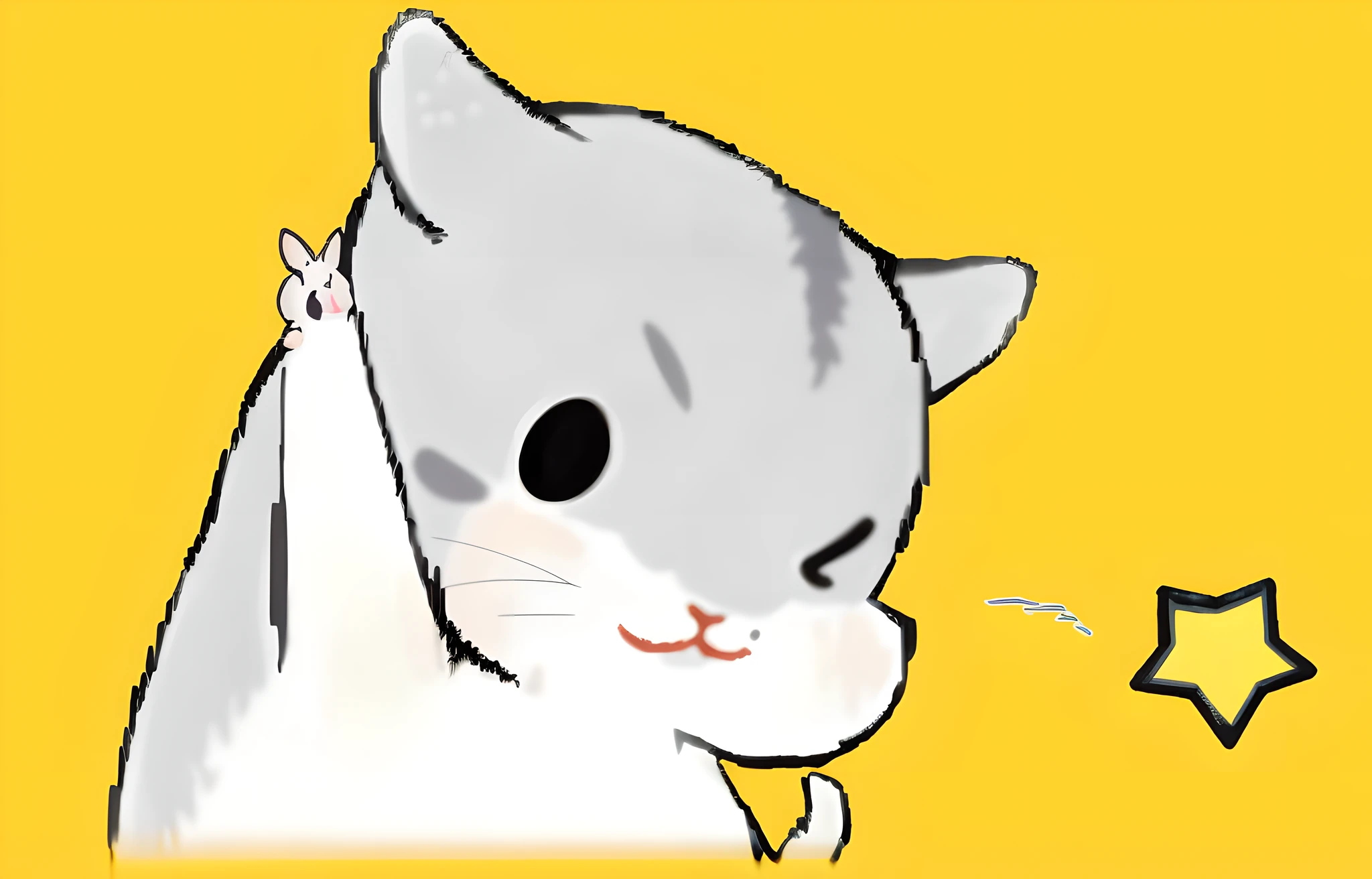 There is a caricature of a cat reading the stars, discord pfp, telegraph stickers, discord profile picture, thicc, xqcow, r/awww, 🐿🍸🍋, fat chibi grey cat, komono, bbwchan, cutecore, Cartoon Cute, Chuan Ai, asriel dreemurr