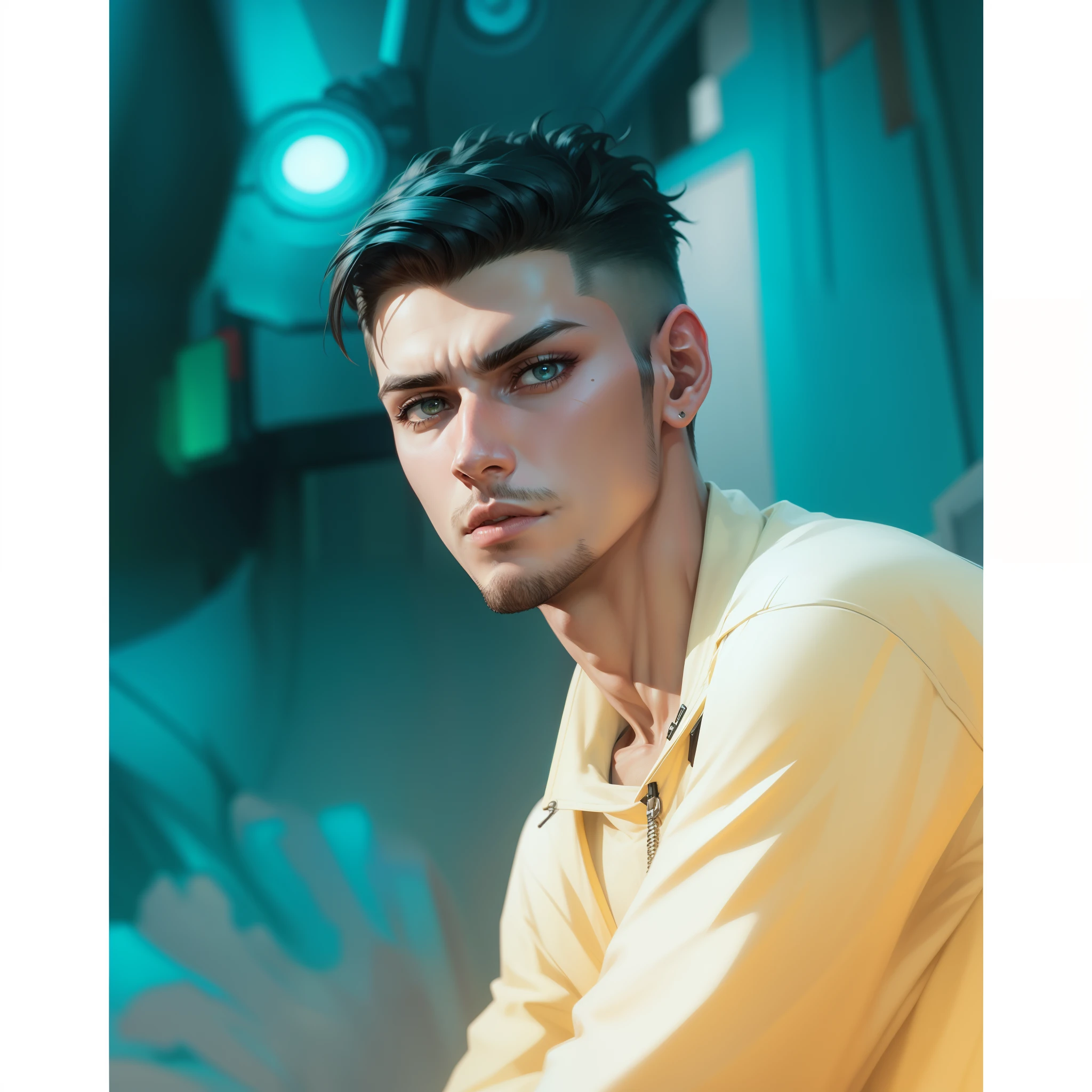 Change background cyberpunk handsome boy. realistic face. 8k. ultra realistic