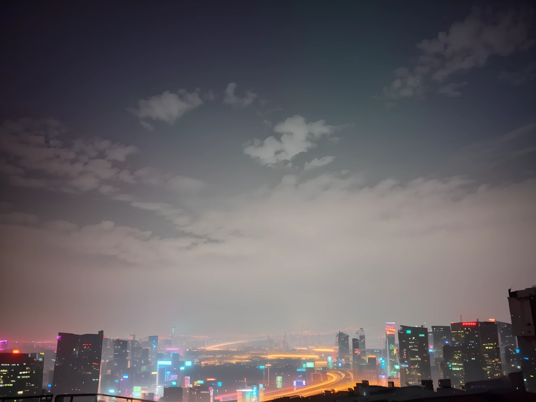 Neon city night view,cyber punk style