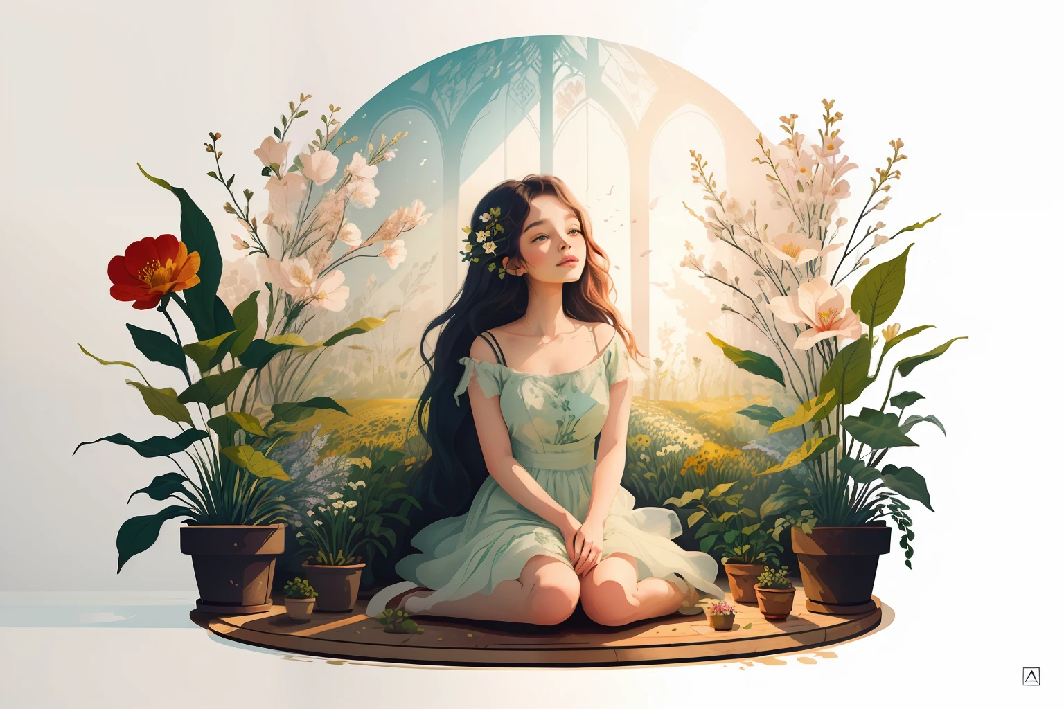 (Illustration:1.3) beautiful planet earth with flowers and plants sprouting spring day (by Artist Anna Dittman:1), (((masterpiece))), (((best quality))), ((ultra-detailed)),(detailed light),((an extremely delicate and beautiful)),