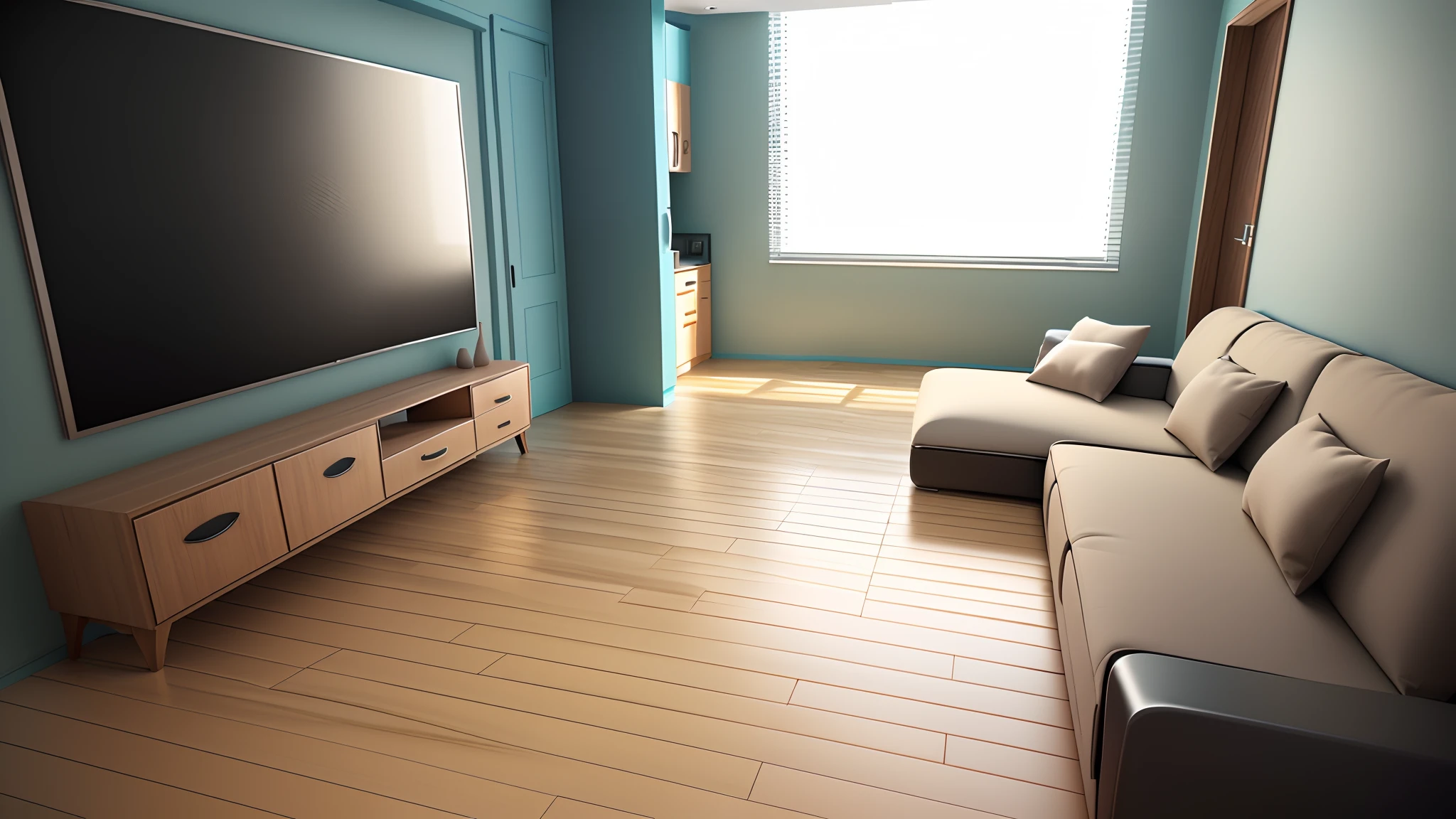 Living room design with sofa and TV,Based on 3D perspective,Lines outline the outline,Presents a stereoscopic rendering,There are also conceptual drawings of planar perspective and point perspective,Presentation in the way of line sketching。