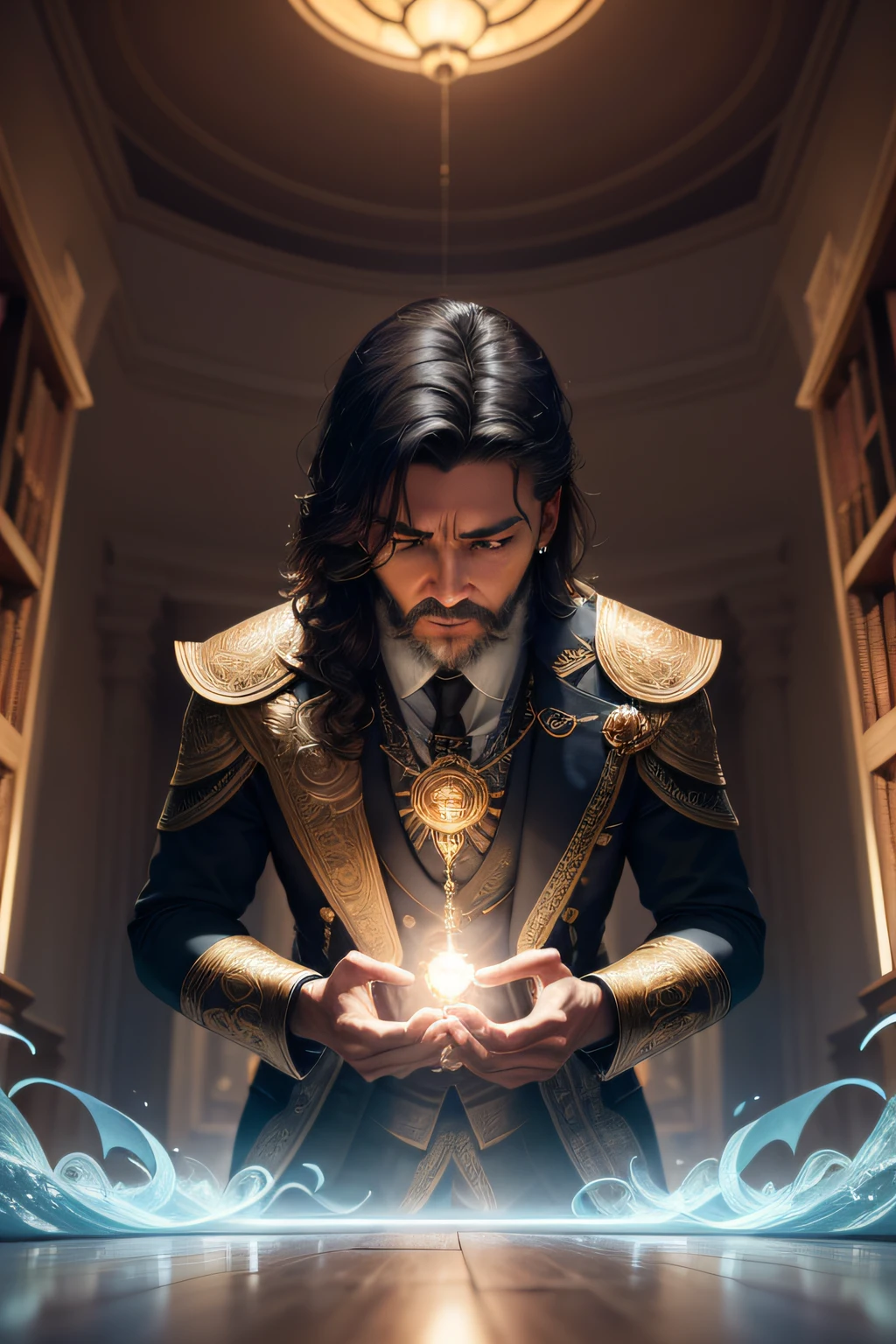 Develop an image that vividly captures the essence of continuous learning in leadership, based on the principles of Theory U. Na cena, Visualize a scenario where a leader, trajando vestes modernas, is balanced at a crossroads between the past and the future. His face reveals determination and curiosity, and his hands hold a golden compass that points simultaneously to an old library on the left and a futuristic meeting room on the right.
Na biblioteca, prateleiras repletas de livros representam a riqueza do conhecimento tradicional, while ancient torches cast a welcoming light on the corridors. In the futuristic meeting room, Holographic screens display dynamic graphs and complex equations, symbolizing the cutting edge of technology and innovation. The environment is filled with an air of discovery and possibilities.
Around the leader, Imagine a continuous stream of symbols that represent the learning journey: engrenagens de engajamento, escadas de crescimento, connections of ideas and waves of knowledge flowing like a river. The leader seems to be absorbing these symbols, incorporating them into your posture and expression.
A imagem deve ser rica em detalhes, cores e texturas, criando um contraste visualmente estimulante entre o passado e o futuro. Make sure the figure of the leader is the focal point, transmitting their dedication to continuous learning and their ability to integrate diverse knowledge. The composition should inspire a sense of constant evolution, inviting viewers to explore the article on Theory U tips for leadership and continuous learning