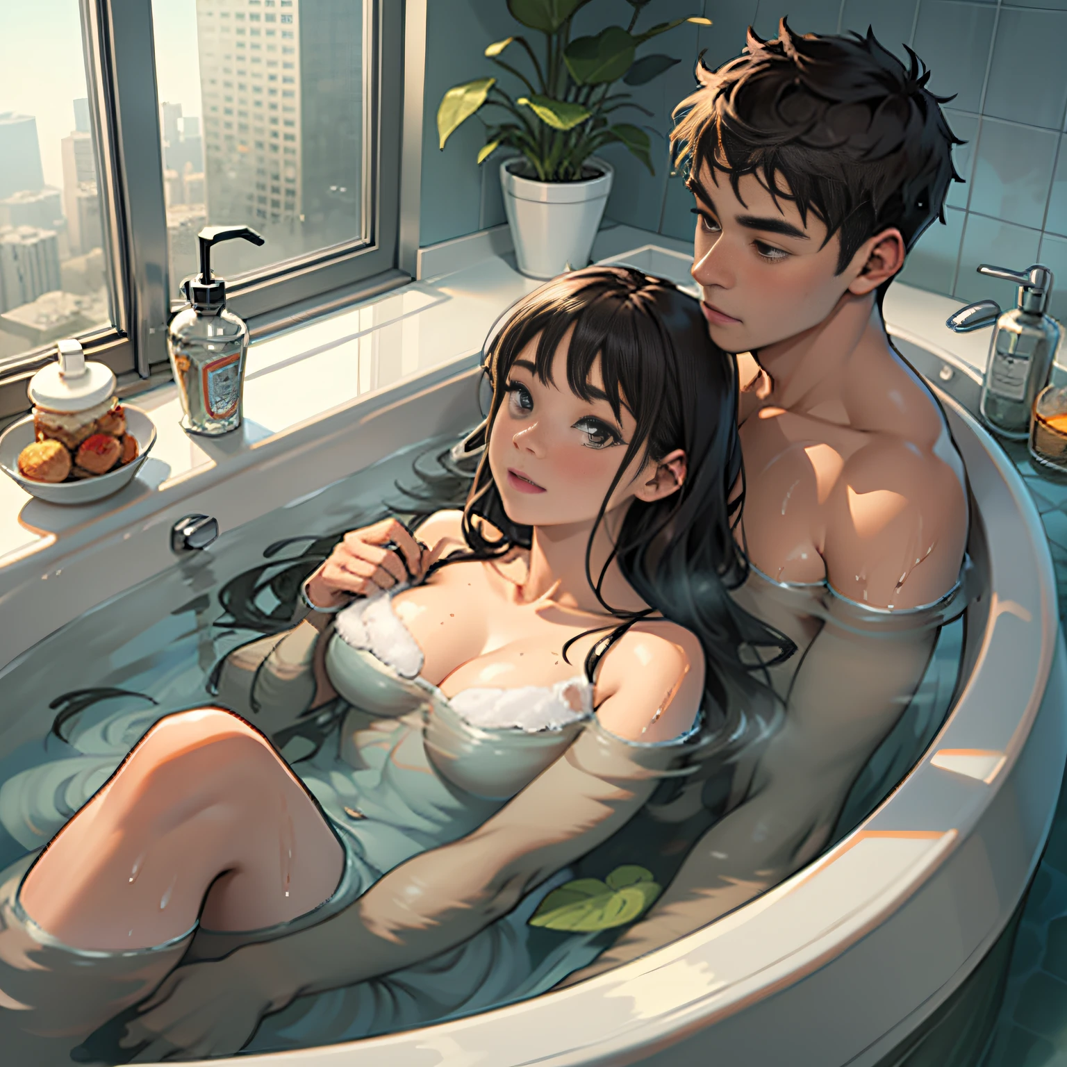 Couples take a bath together