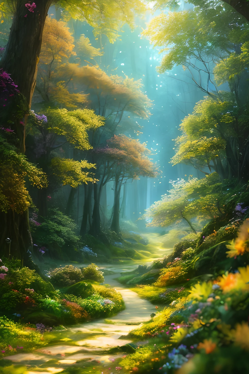 masterpiece, best quality, high quality,extremely detailed CG unity 8k wallpaper, An enchanting and dreamy scene of a fantasy forest, with towering trees, glowing mushrooms, and hidden fairy glens, creating a sense of mystique and enchantment, artstation, digital illustration, intricate, trending, pastel colors, oil paiting, award winning photography, Bokeh, Depth of Field, HDR, bloom, Chromatic Aberration ,Photorealistic,extremely detailed, trending on artstation, trending on CGsociety, Intricate, High Detail, dramatic, art by midjourney