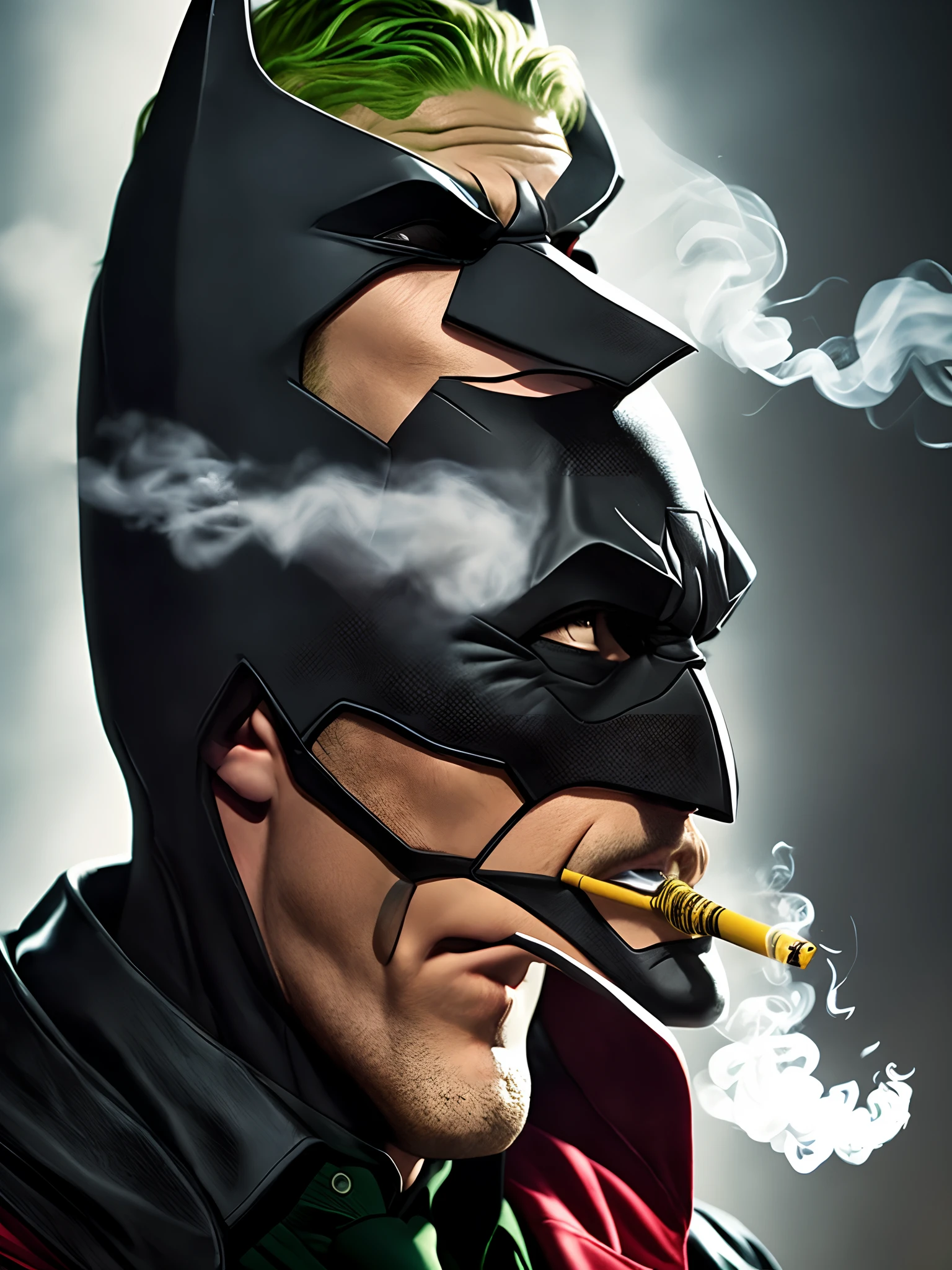 Batman smokes after defeating the Joker