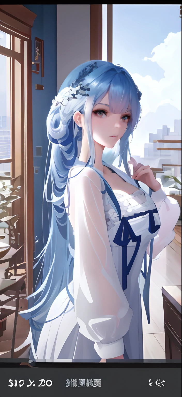 There was a blue-haired woman posing in the room, trending on cgstation, seductive anime girls, Guviz-style artwork, trending at cgstation, Guviz, IG model | Art germ, Anime goddess, beautiful and seductive anime woman, Best Rated on pixiv, attractive anime girls, Anime girl cosplay, Beautiful anime girl