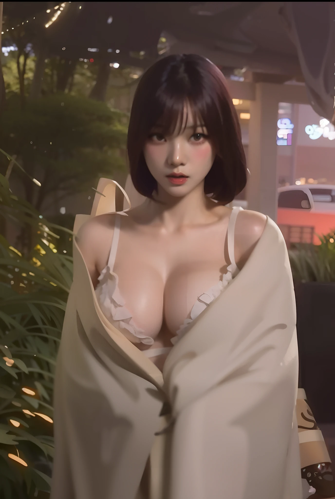 a close up of a woman wrapped in a blanket in a garden, korean girl, japanese goddess, sexy girl, beautiful asian girl, sexy movie photo, beautiful south korean woman, anime girl in real life, gorgeous chinese model, seductive anime girl, korean woman, anime thai girl, breasts covered and sfw, japanese model, cleavage, hyper realistic anime, revealing clothes