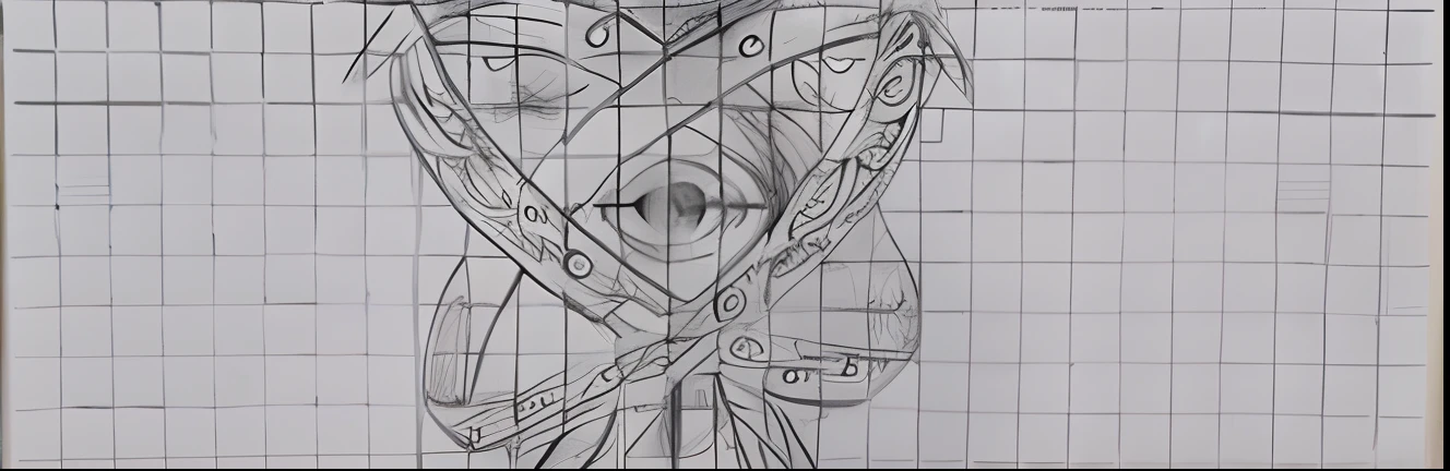 Drawing of a bird with a large eye and a long tail, montagem de grade de olhos, grade de formas dos olhos, sketch of a lucid dream, Detalhes da Golden Ratio, illustration in the golden ratio, Golden Ratio Face, dissection sketch, face proporcional, detailed facial proportions, Closeup do rosto, detalhes do rosto, 4k. desenho detalhado, multiple eyes