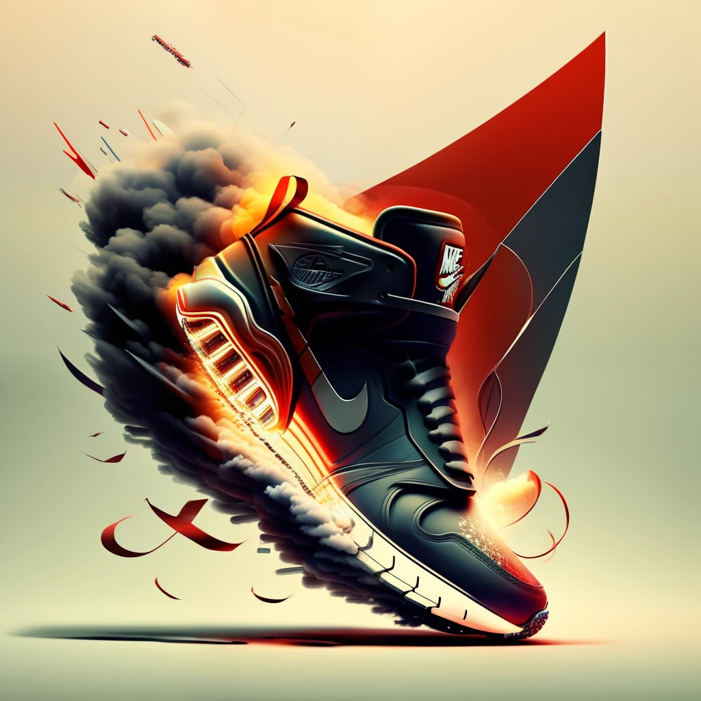 shoeai, sneakers, nike, sneaker, shoe, a pair of shoes, masterpiece ; behance hd, powerful explosions